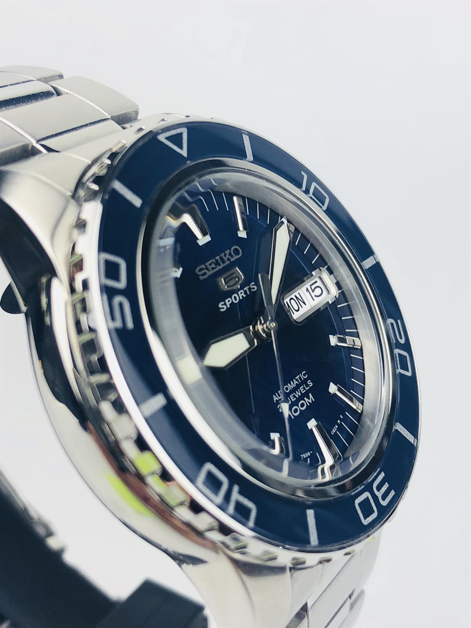 Seiko 5 Sports Automatic Blue Dial Stainless Steel Men's Watch SNZH53K1 - WatchNation