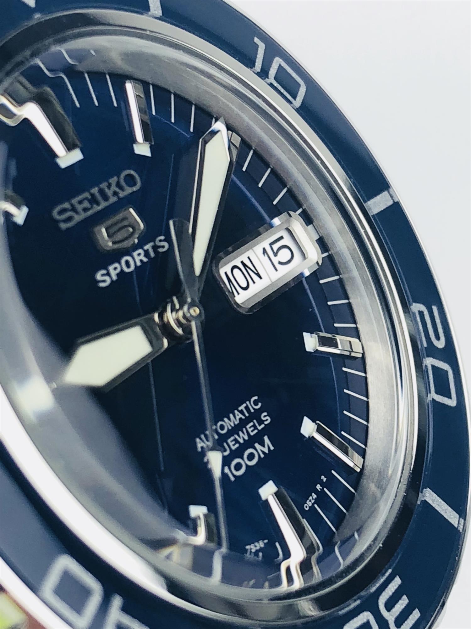 Seiko 5 Sports Automatic Blue Dial Stainless Steel Men's Watch SNZH53K1 - WatchNation