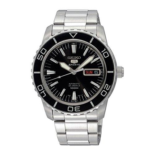 Seiko 5 Sports Automatic Black Dial Stainless Steel Bracelet Men's Watch SNZH55K1 - WatchNation