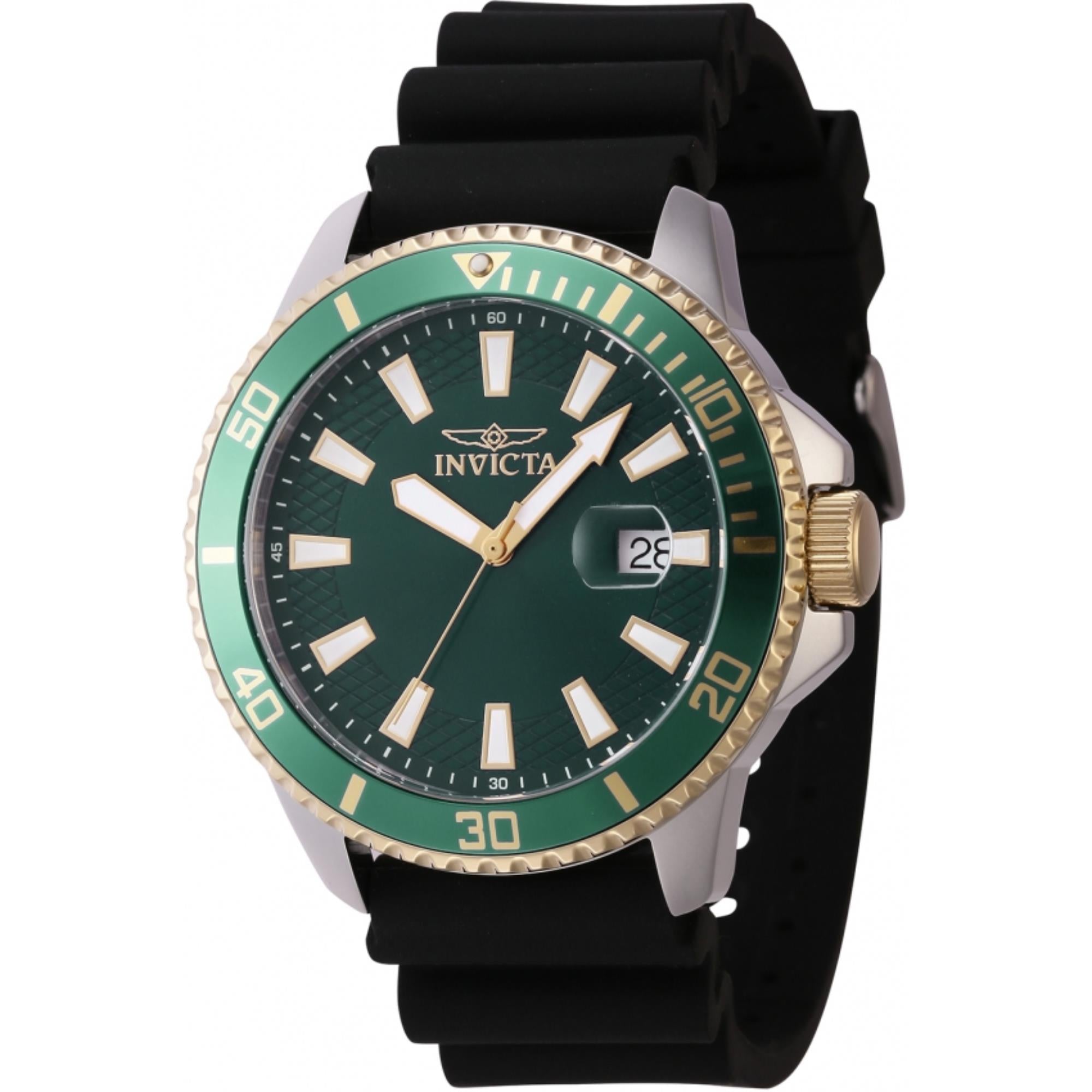 Invicta Pro Diver Quartz Green Dial Silicone Strap Men's Watch 46134 - WatchNation