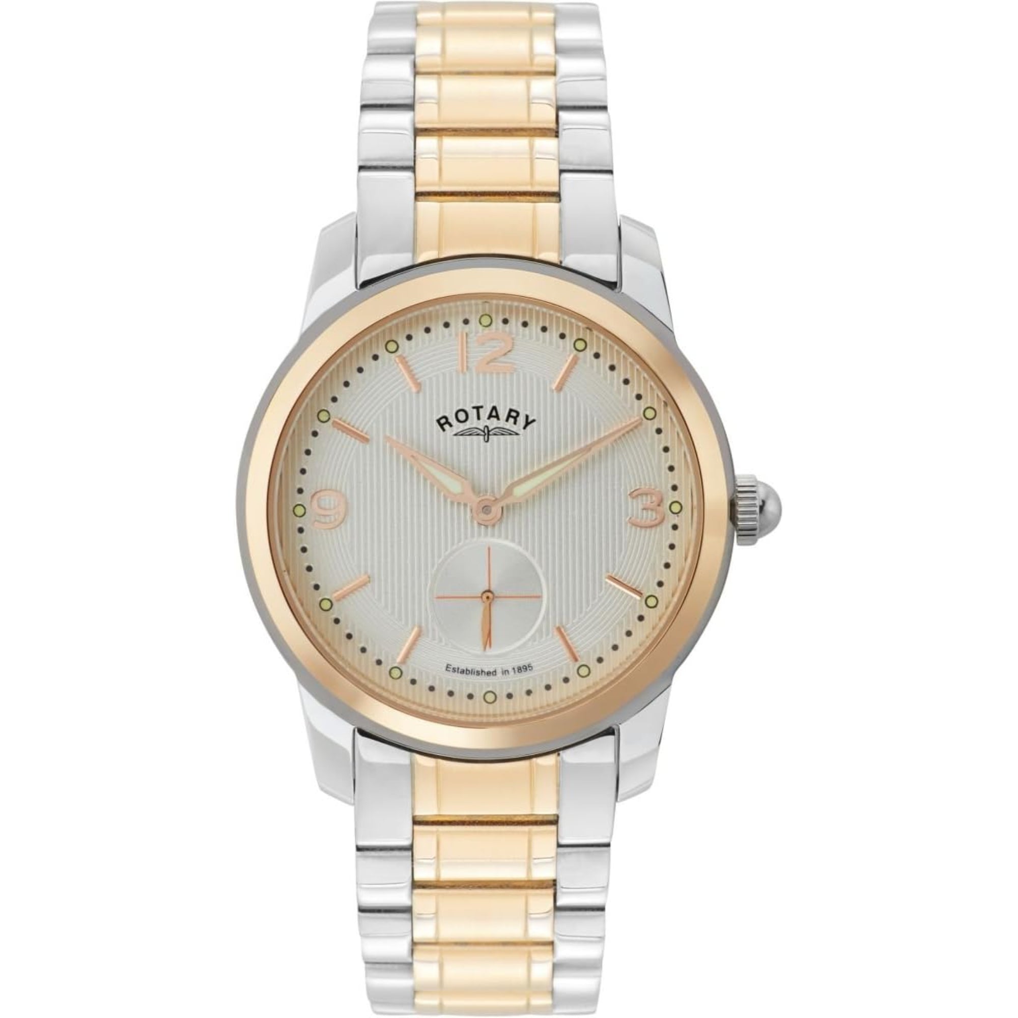 Rotary Cambridge Zwei-Ton-Armband Roségold Edelstahl Gehäuse Herren Uhr GB02701/01