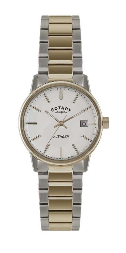 Rotary Avenger roségoldfarbenes Edelstahlgehäuse zweifarbige Edelstahlarmband Herren Uhr GB02875/06