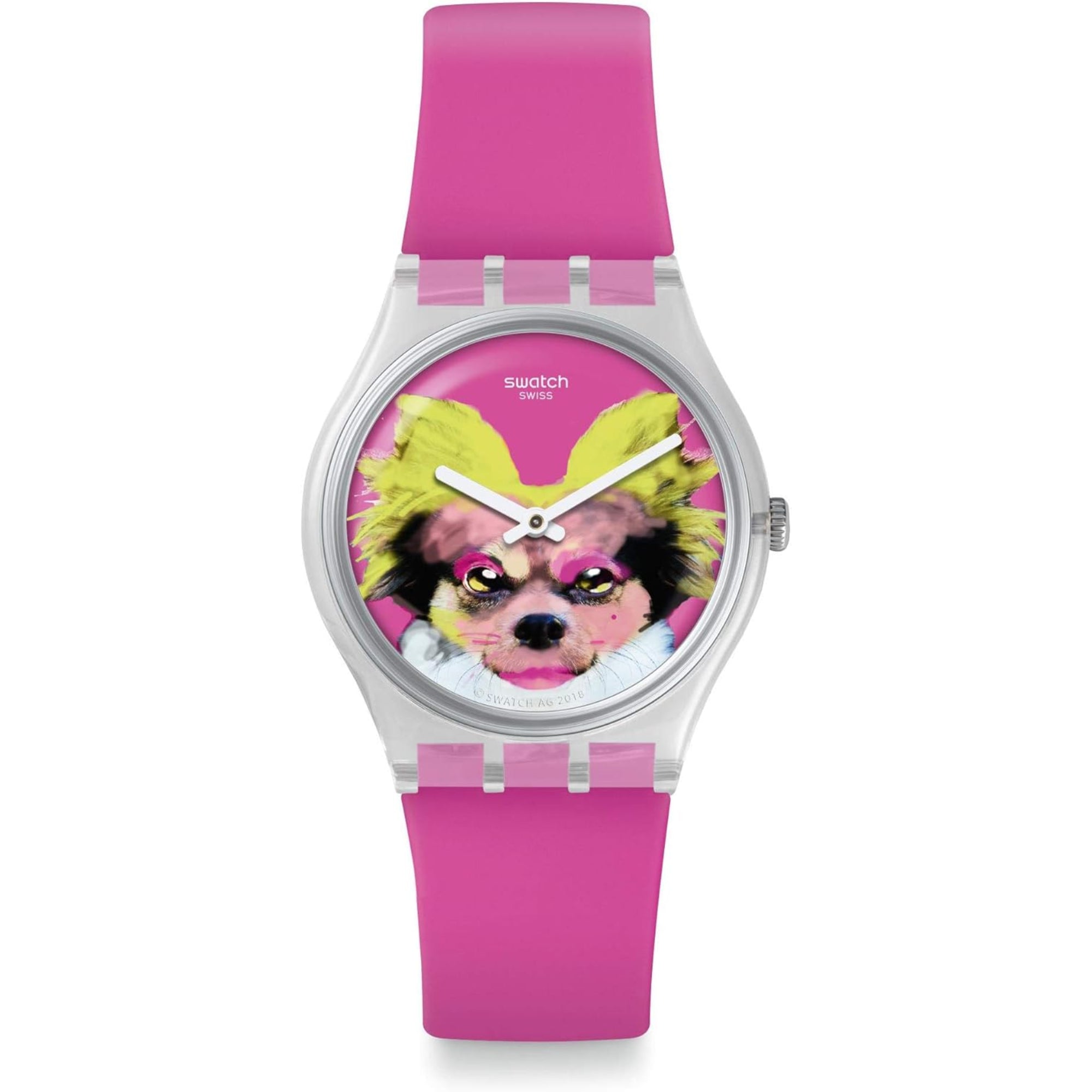 Swatch Pinkapippa Always Pippa Hund Pink Silikonarmband Mädchen Uhr GE267