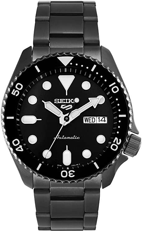 Seiko 5 Sports Automatik Schwarzes Zifferblatt Edelstahlarmband Herren Uhr SRPD65K1