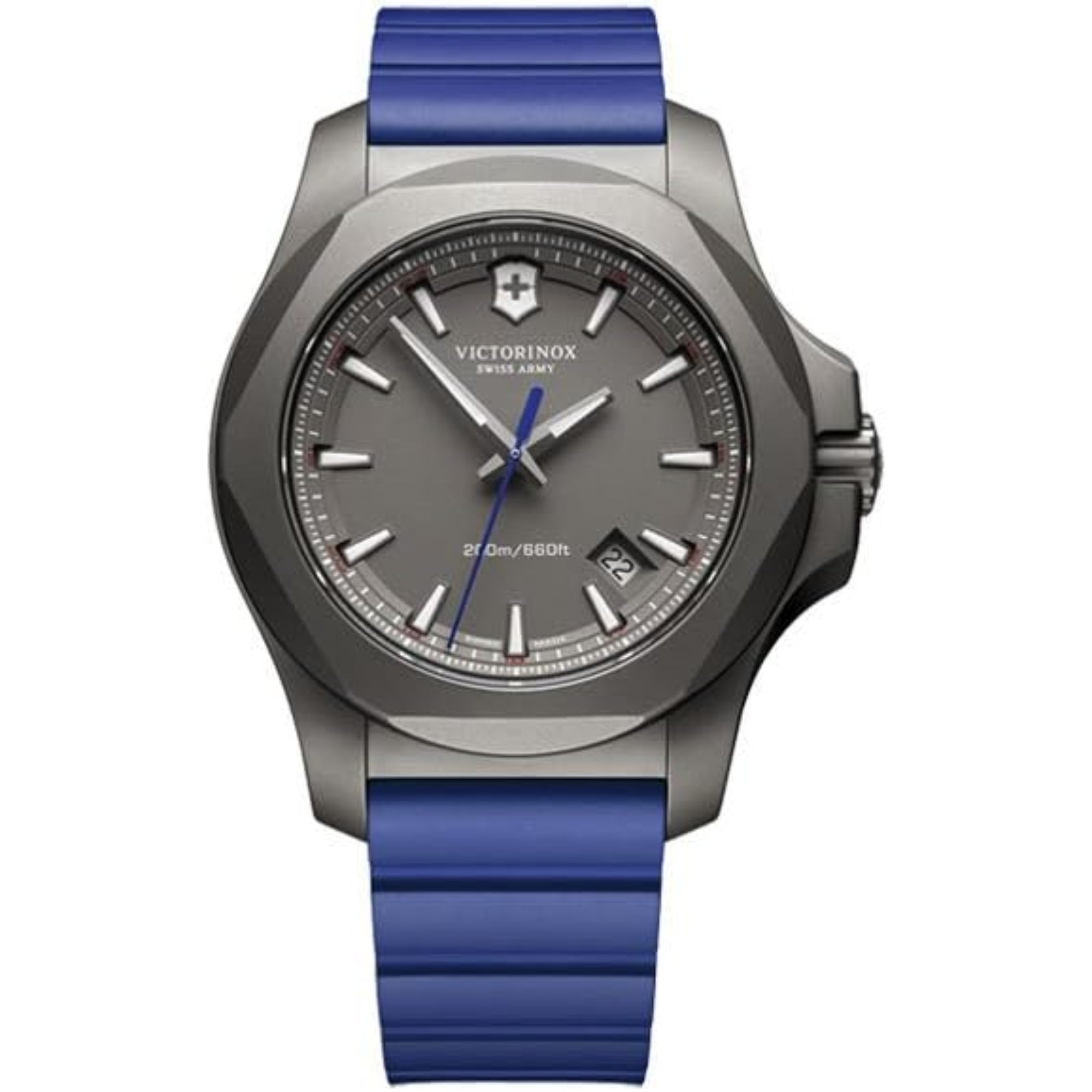 Victorinox Swiss Army I.N.O.X Blaues Gummi Graues Titan Quarz Herren Uhr 241759