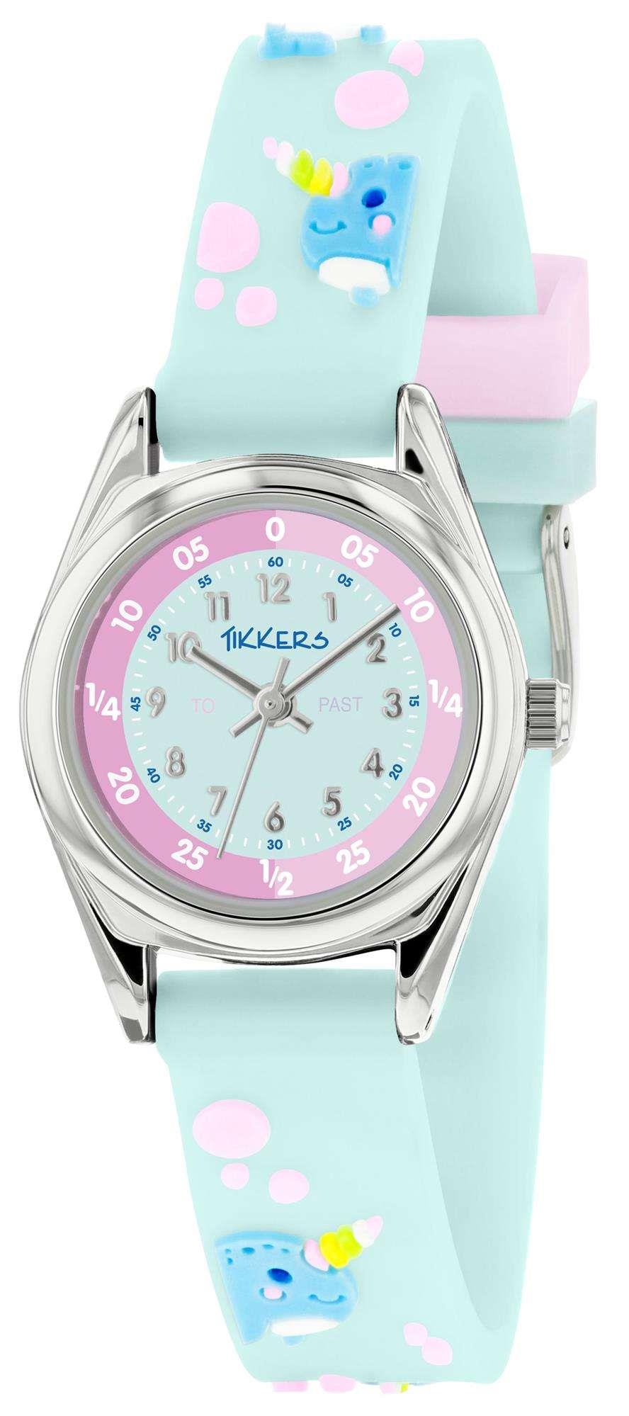 Tikkers Zeit Lehrer Quarz Blaues Narwal Silikonarmband Mädchen Uhr TK0180