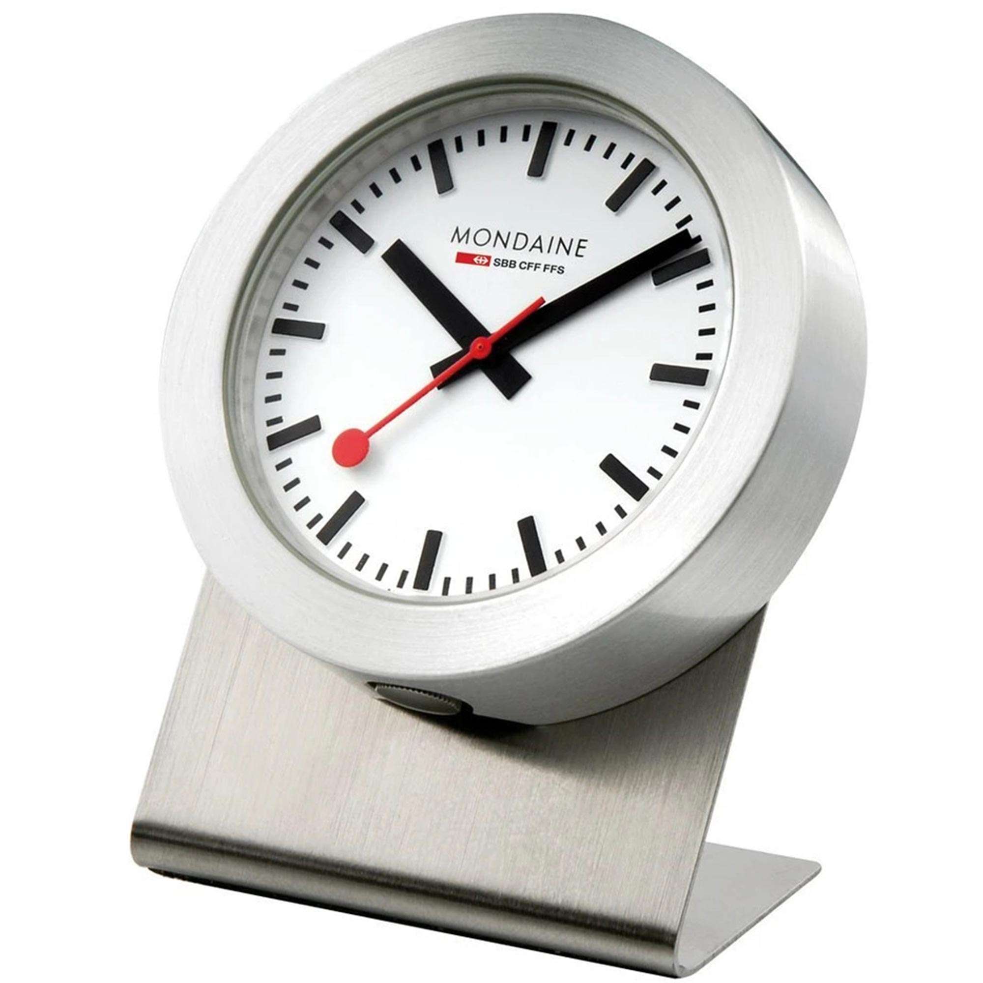 Mondaine Magnet Wanduhr 50mm Aluminium Gehäuse Weißes Zifferblatt A660.30318.81SBB
