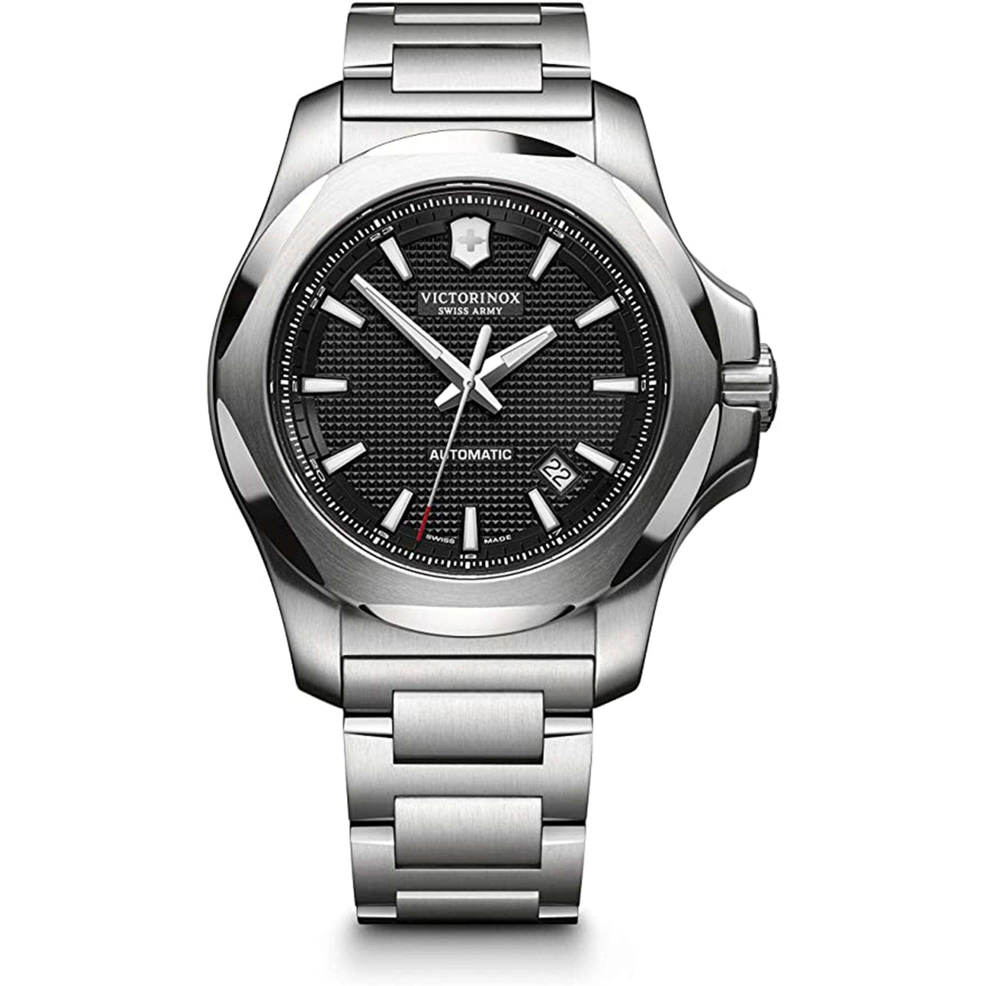 Victorinox I.N.O.X Mechanische Automatik Schwarzes Guilloche Zifferblatt Herren Uhr 241837