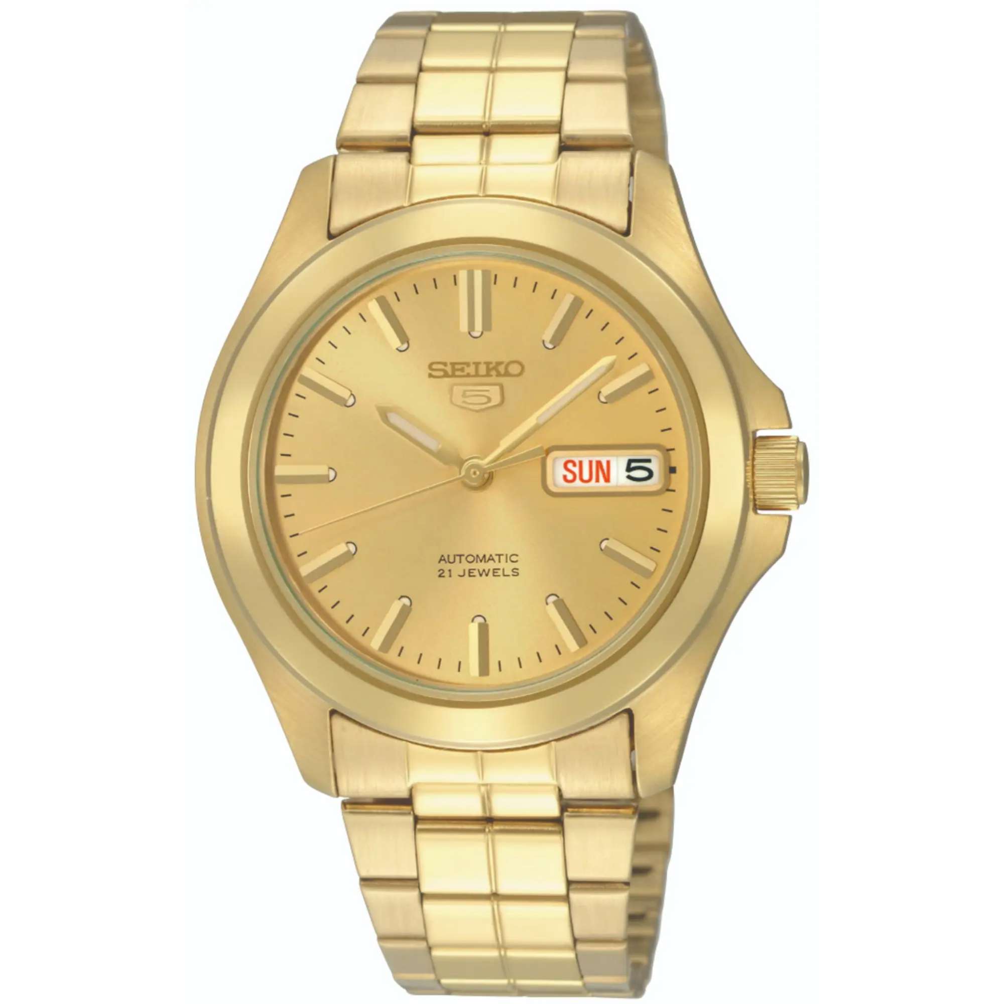 Seiko 5 automatic gold dial gold-tone stainless steel watch