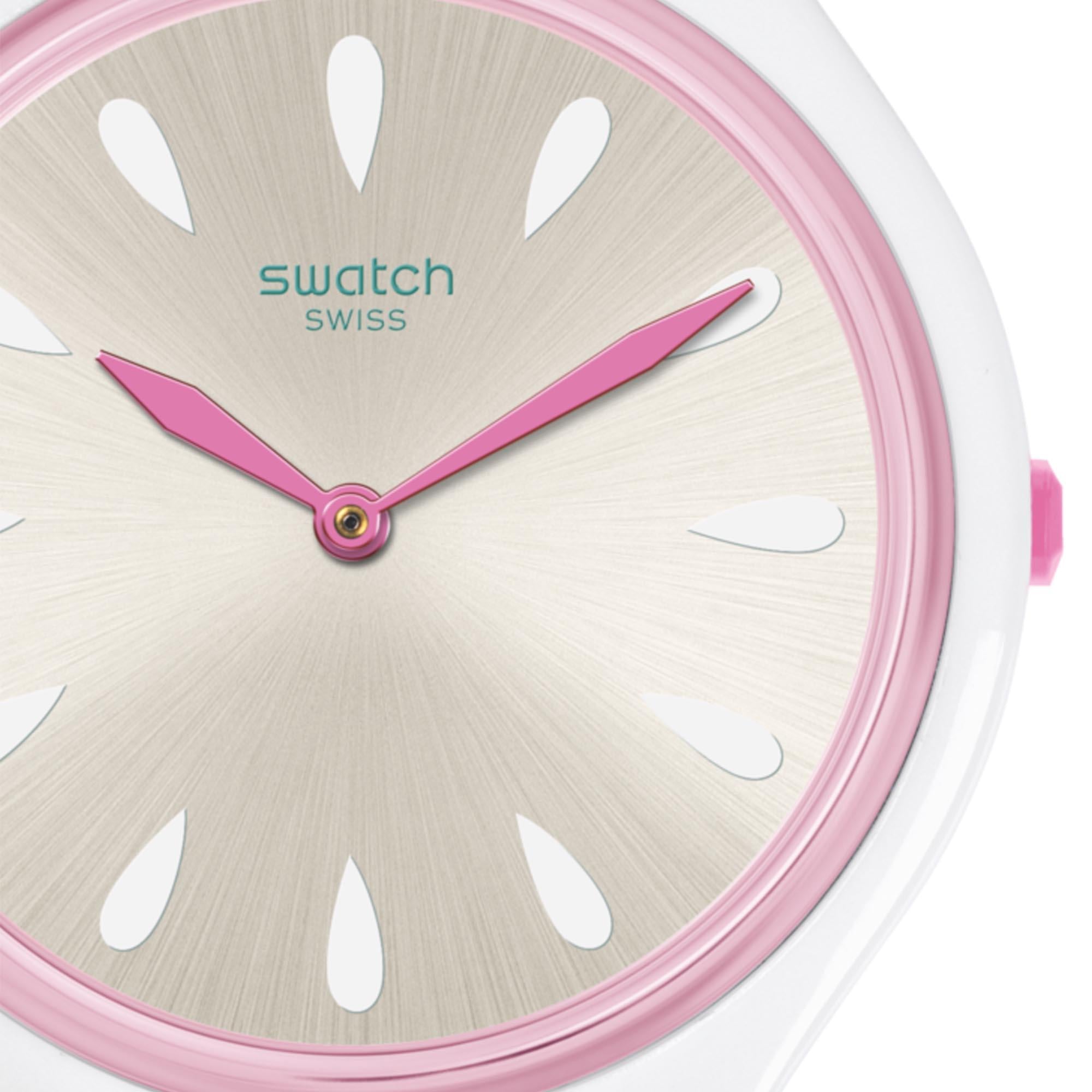 Swatch Skinpivoine Pinkes Zifferblatt Damen Uhr SVOZ100