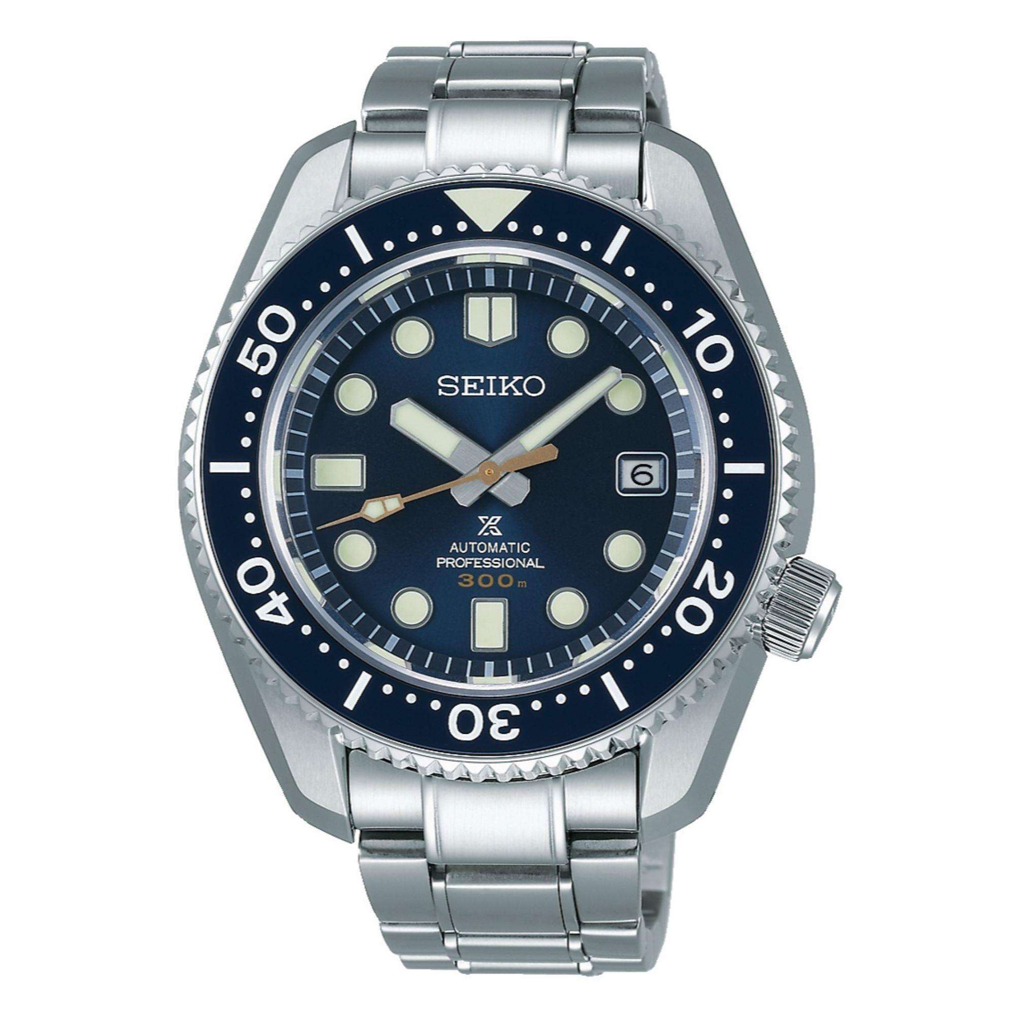 Seiko Prospex MarineMaster 'MM300' Diver's Automatic Blue Ocean Dial Silver Stainless Steel Men's Watch SLA023J1