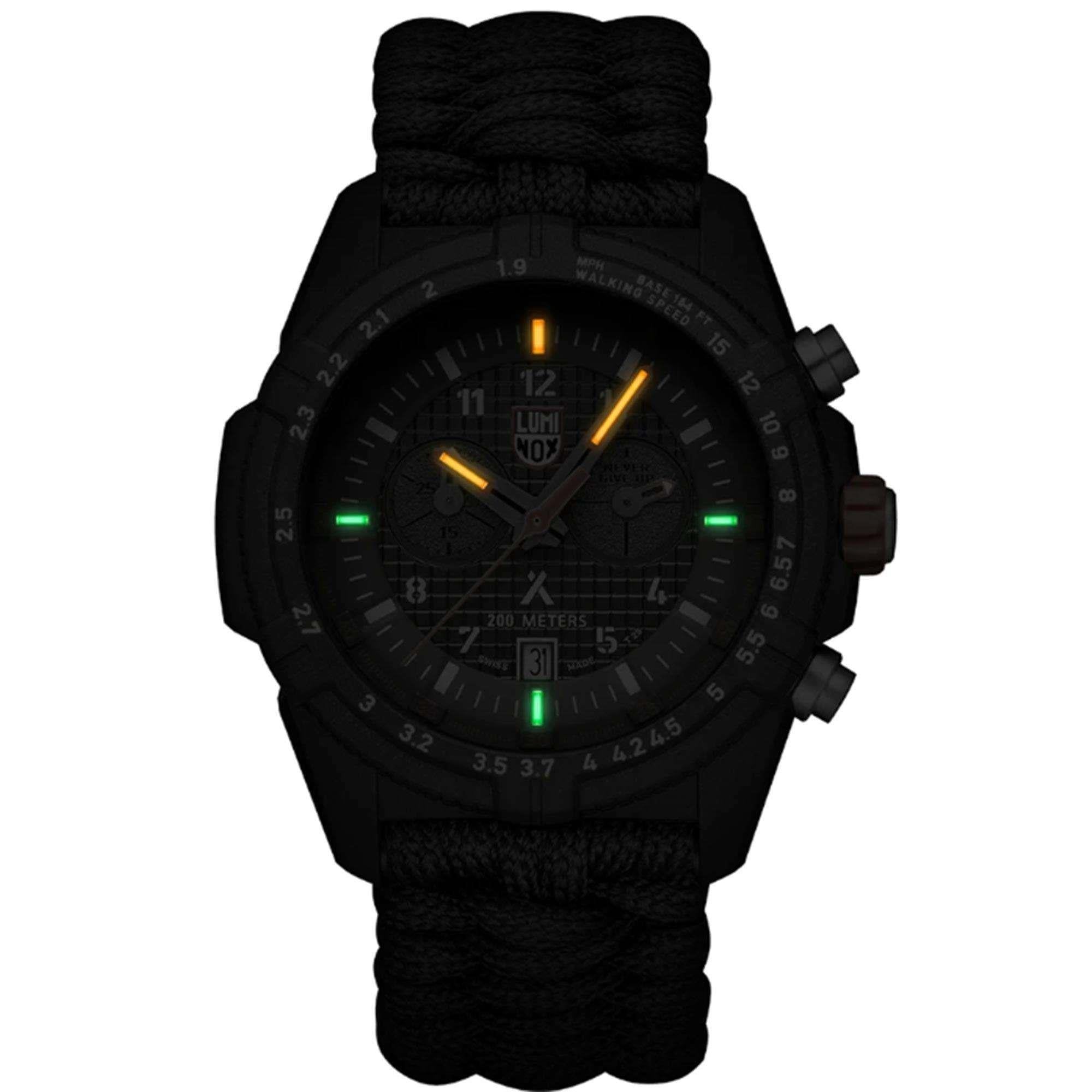 Luminox Bear Grylls Survival Land Serie Quarz Grünes Zifferblatt Schwarzes Textilarmband Herren Uhr XB.3797.KM