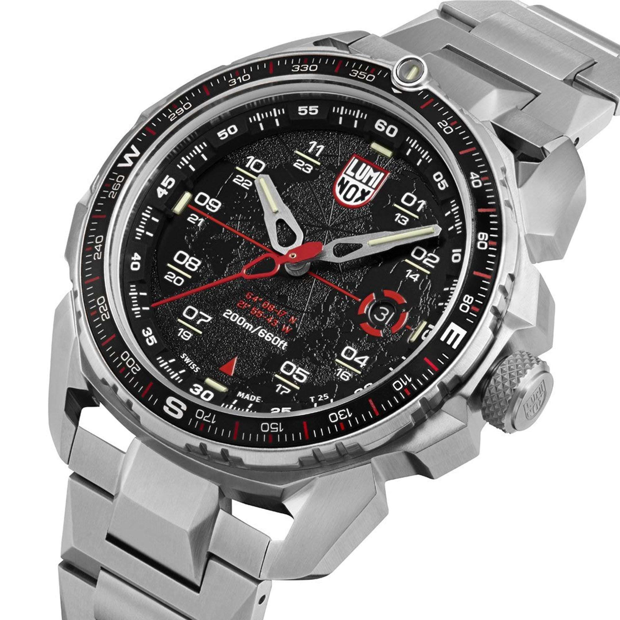Luminox Ice-Sar Arctic Quarz Schwarzes Zifferblatt Silber Edelstahl Herren Uhr XL.1202 UVP ?755