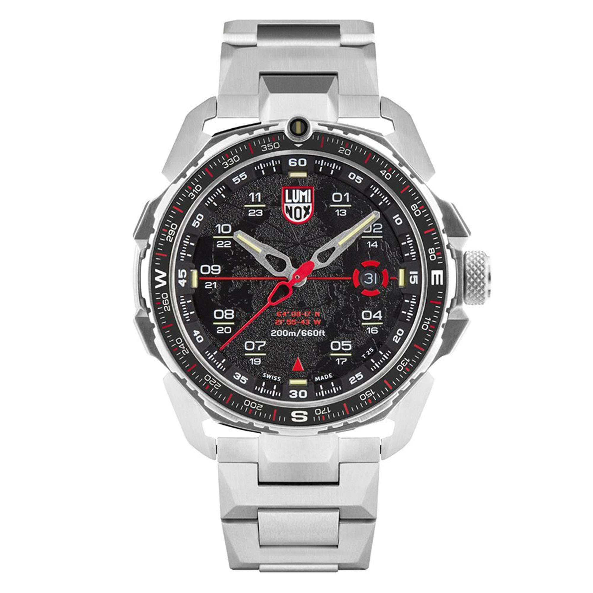Luminox Ice-Sar Arctic Quarz Schwarzes Zifferblatt Silber Edelstahl Herren Uhr XL.1202 UVP ?755