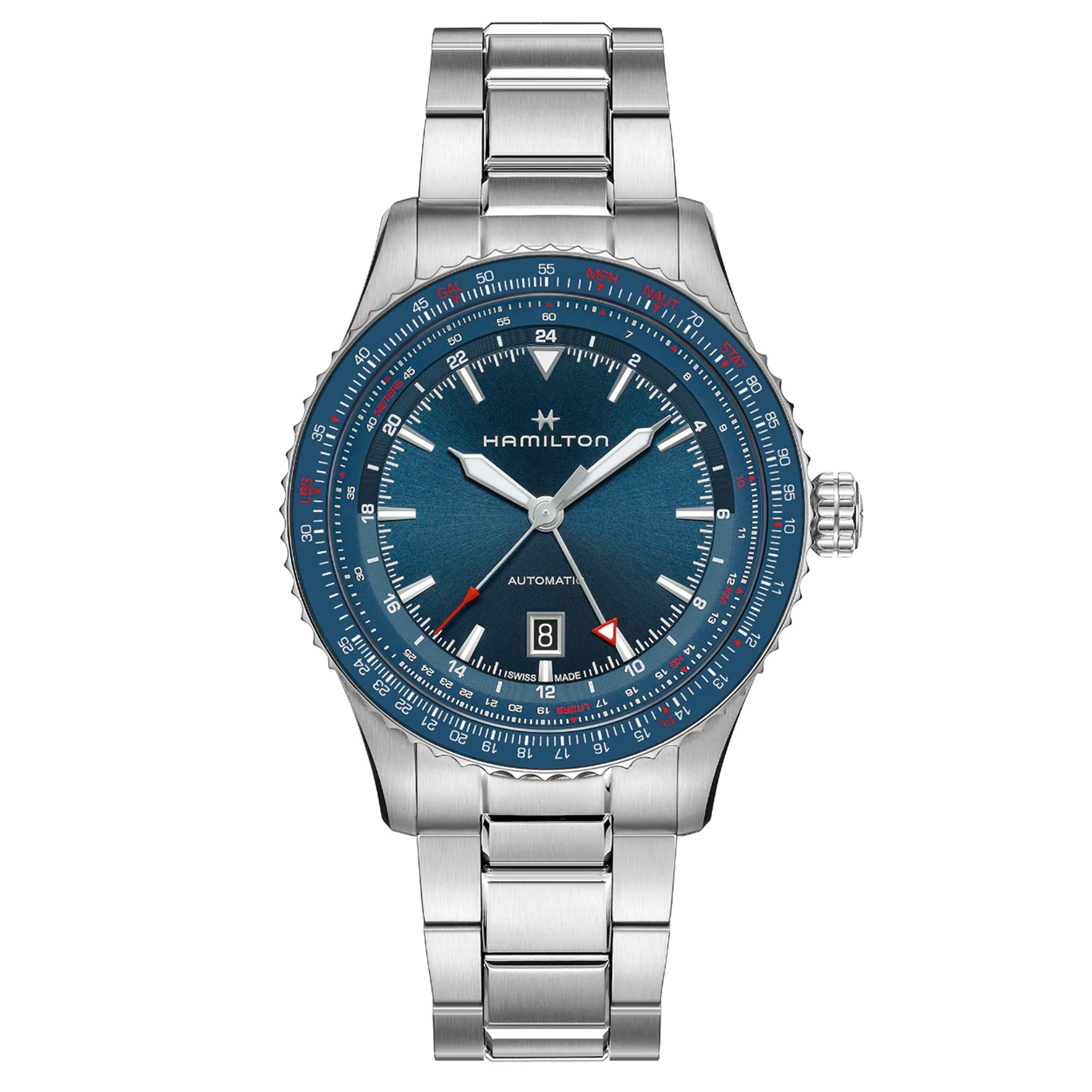 Hamilton Khaki Aviation 44mm Converter GMT Blue Dial Steel Mens Automatic Watch H76715140