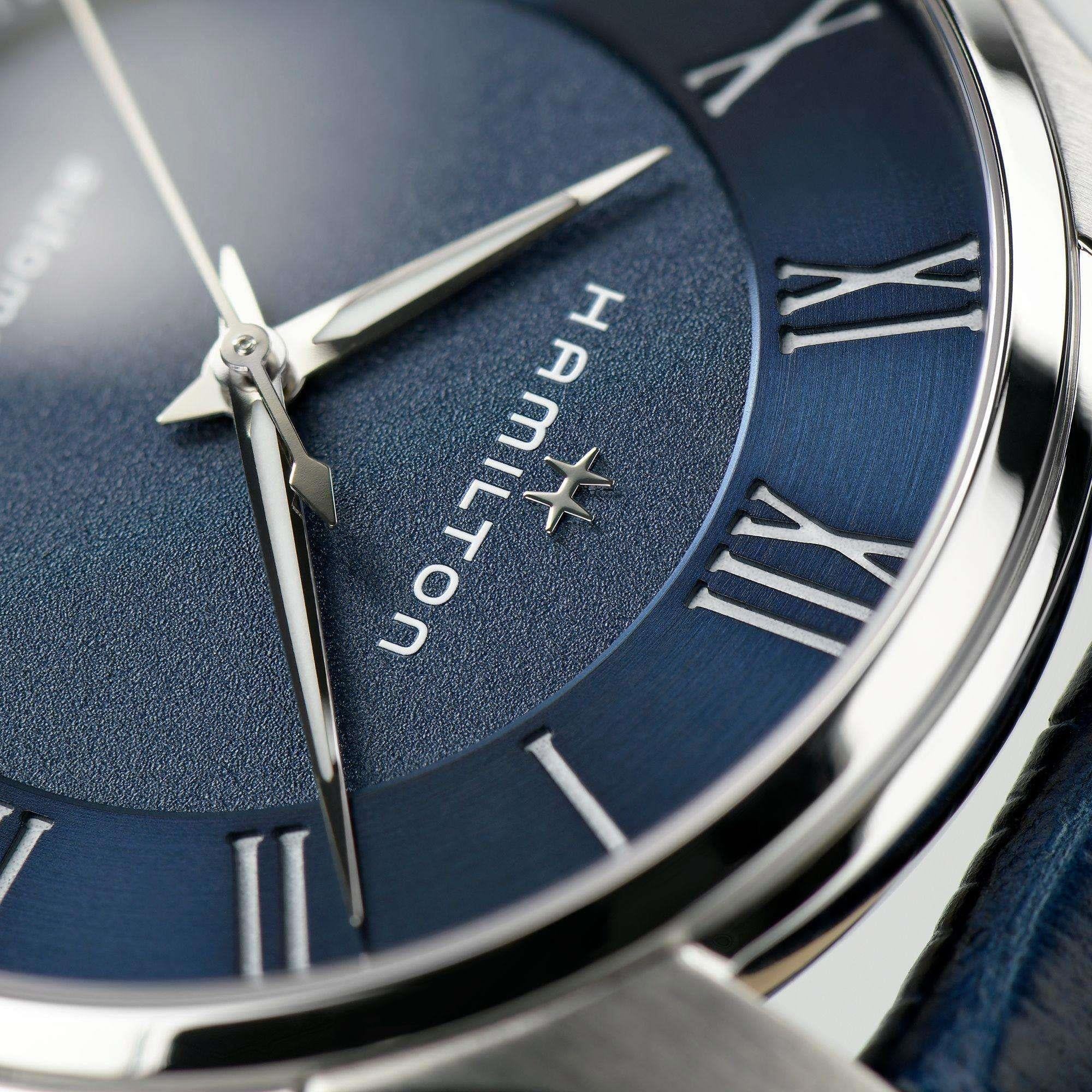 Hamilton Jazzmaster 40mm Blaues Zifferblatt Leder Herren Automatik Uhr H42535640
