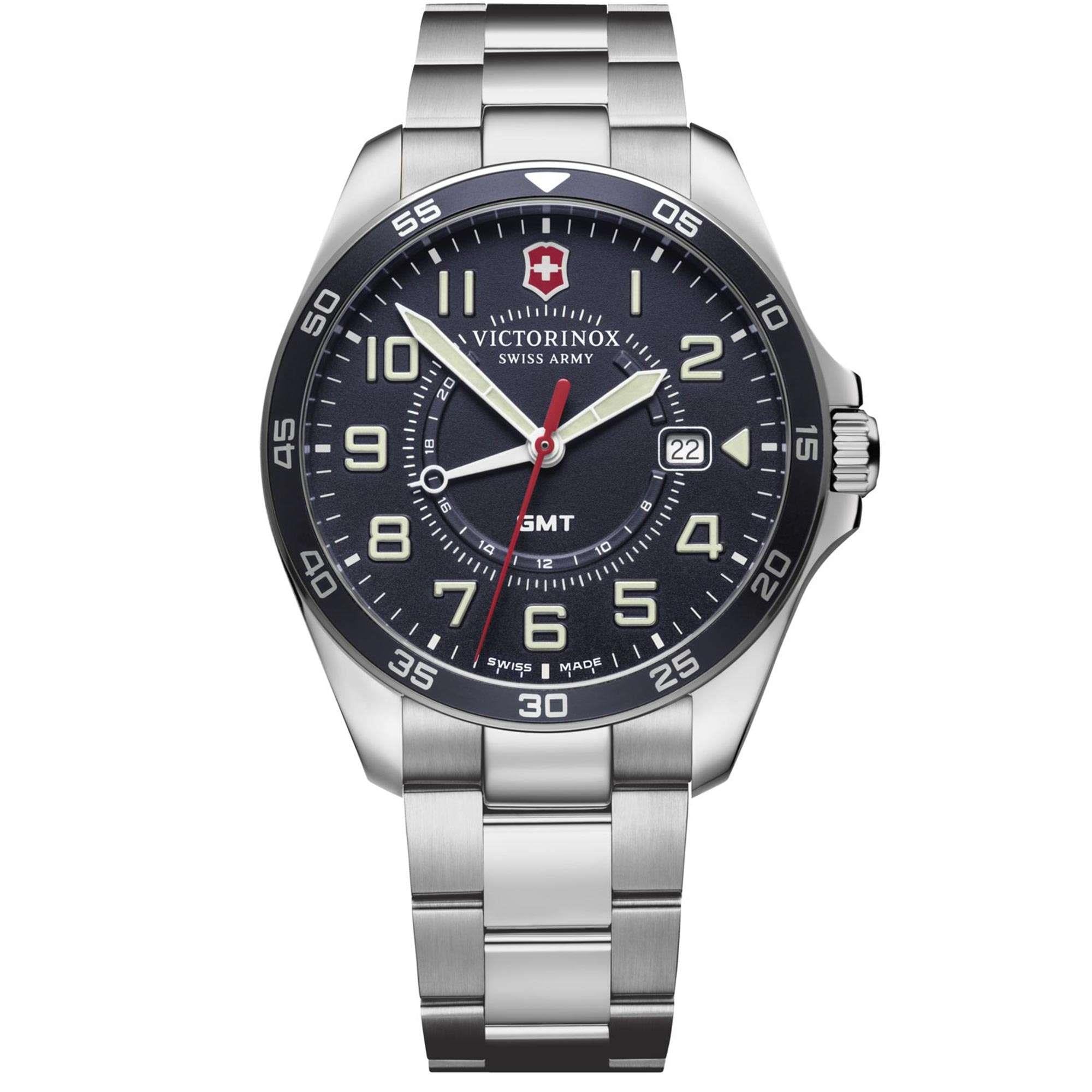 Victorinox Field Force 42mm Blaues Zifferblatt Stahl Herren Quarz Uhr 241896