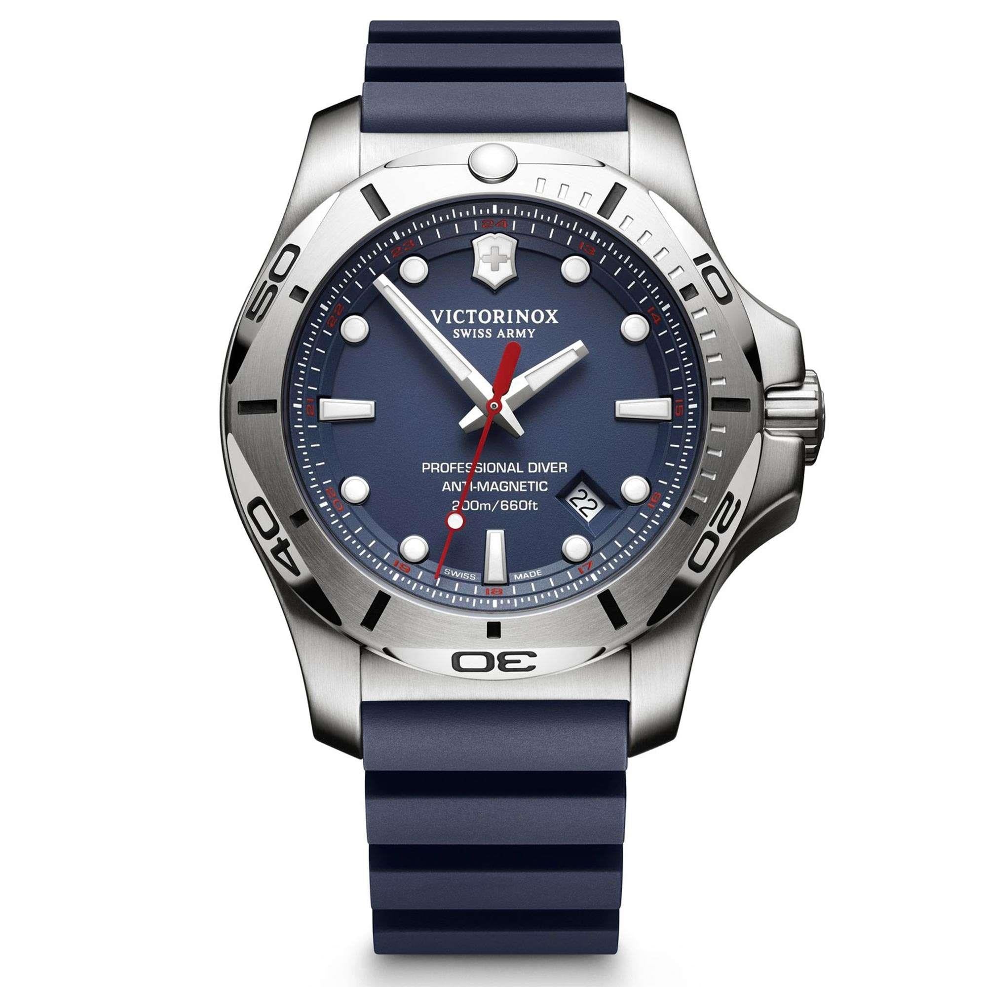 Victorinox Swiss Army I.N.O.X Professioneller Taucher Blaues Zifferblatt Blaues Gummiarmband Herren Uhr 241734