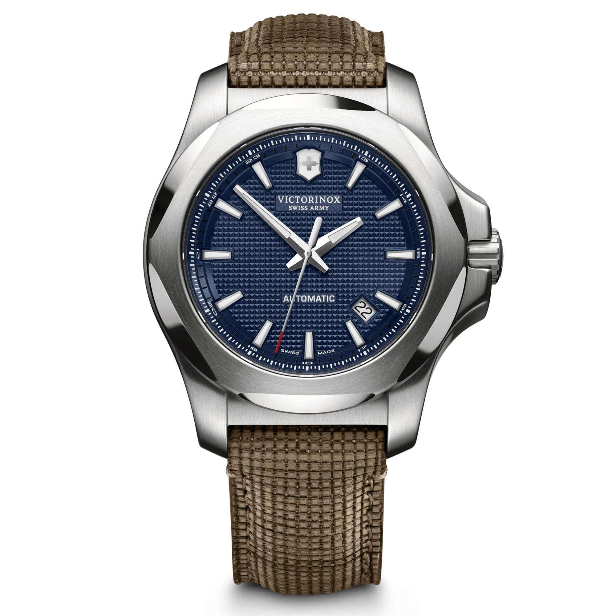 Victorinox Swiss Army I.N.O.X Mechanisch Blaues Zifferblatt Holzarmband Herren Uhr 241834