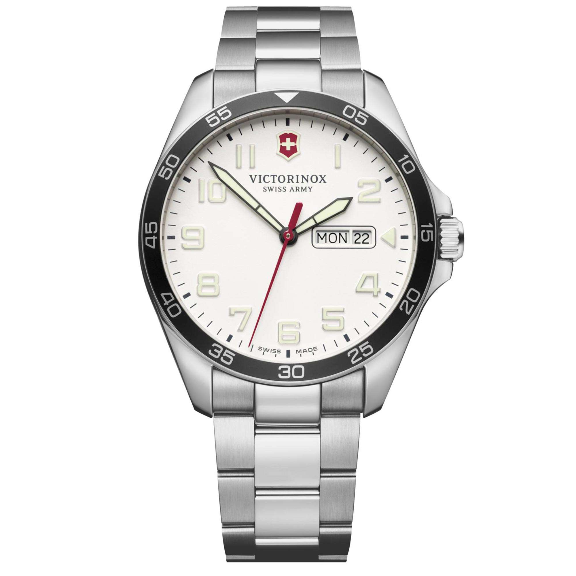 Victorinox Swiss Army Fieldforce Quartz White Dial Stainless Steel Bracelet Mens Watch 241850