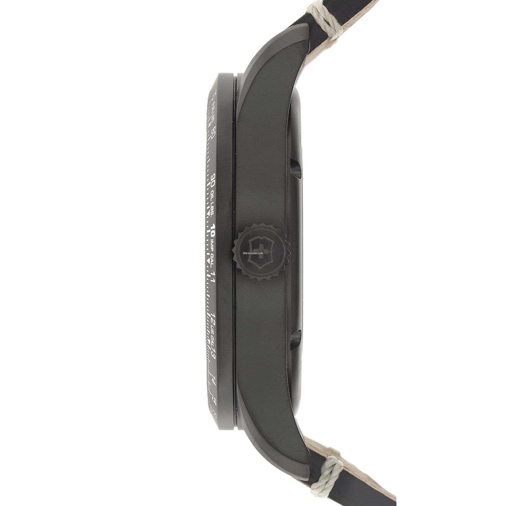 Victorinox Swiss Army Airboss Mechanisch Schwarzes Zifferblatt Armband aus braunem Leder Herren Uhr 241821