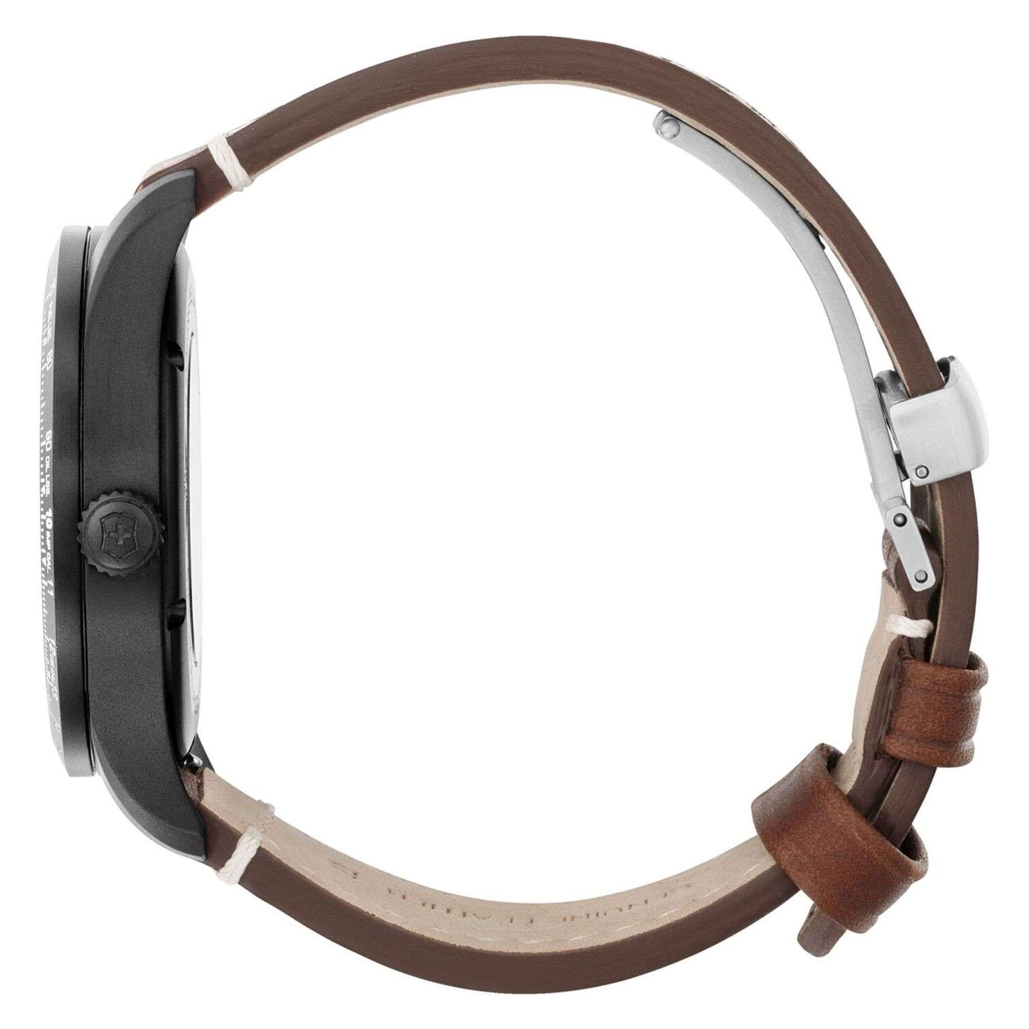 Victorinox Airboss Mechanisch Schwarzes Zifferblatt Armband aus Leder Herren Uhr 241886