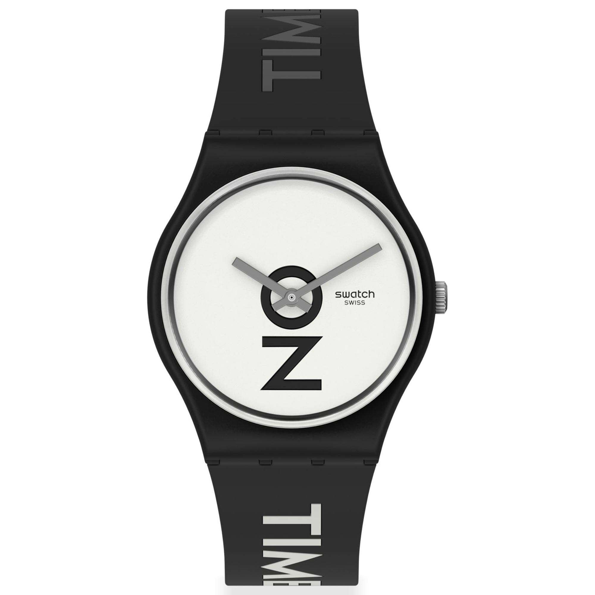 Swatch Always There Quarz Weißes Zifferblatt Armband aus schwarzem Silikon Uhr GB328
