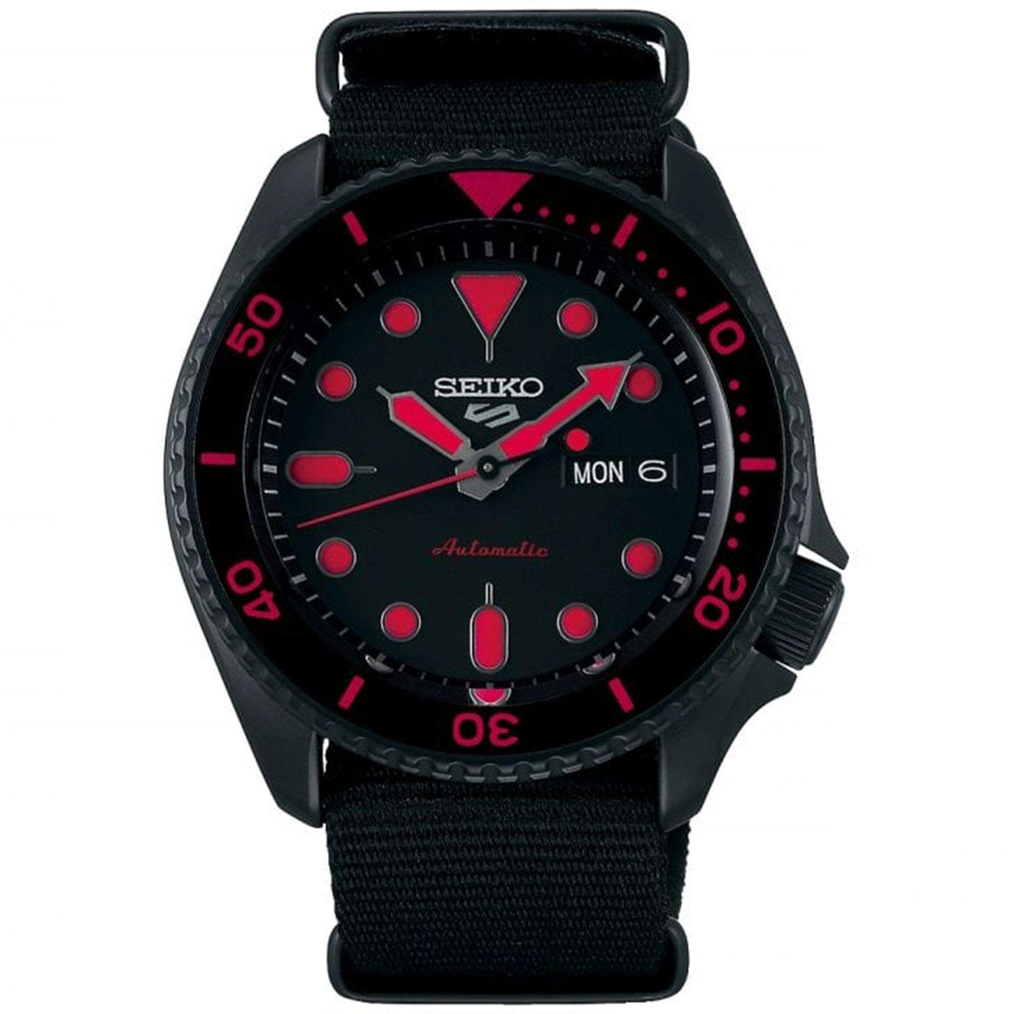 Seiko 5 Sports Black Dial Black Nylon Strap Automatic Men's Watch SRPD83K1