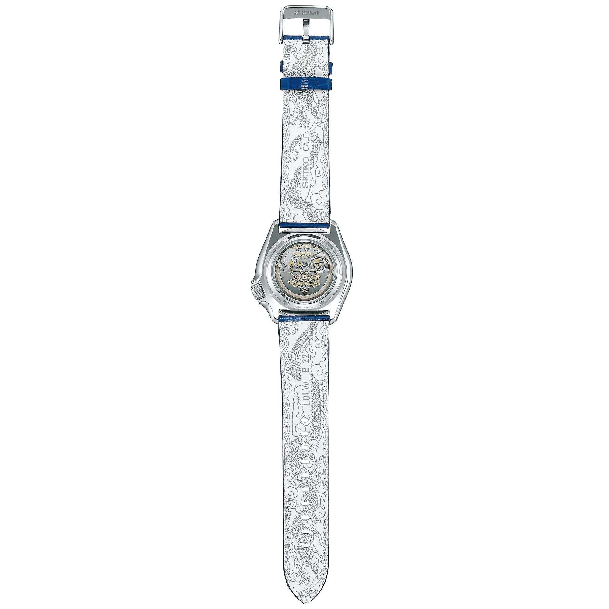 Seiko 5 Sports Street Fighter Chun Li Blaues Zifferblatt Lederarmband Herren Uhr SRPF17K1