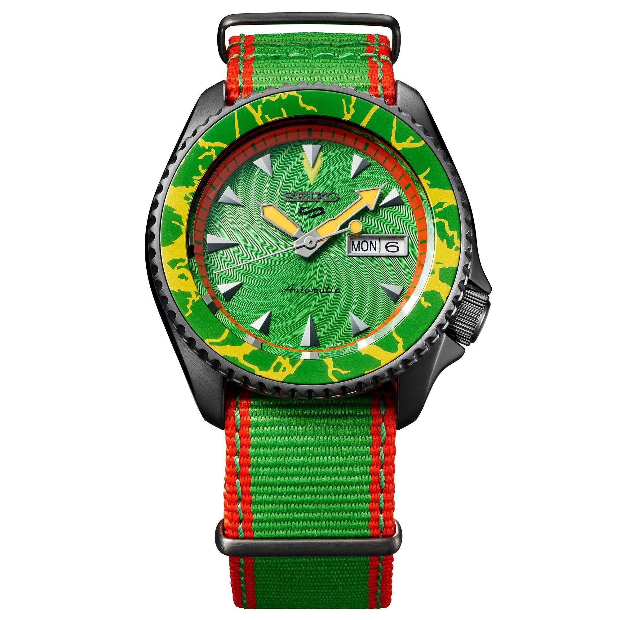 Seiko 5 Sports Street Fighter Blanka Grünes Zifferblatt Grünes Armband Automatik SRPF23K1