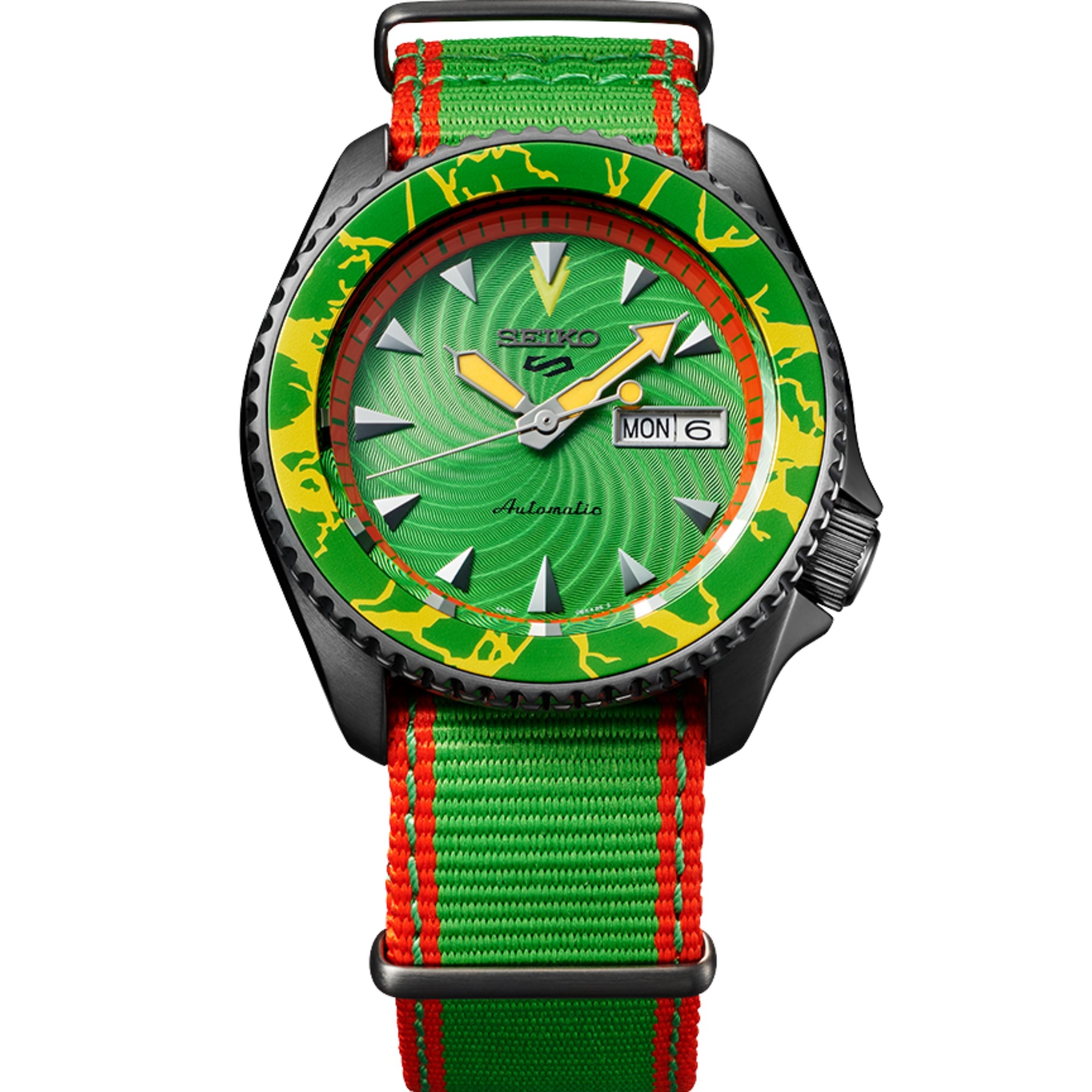 Seiko 5 Sports Street Fighter Blanka Grünes Zifferblatt Grünes Armband Automatik SRPF23K1
