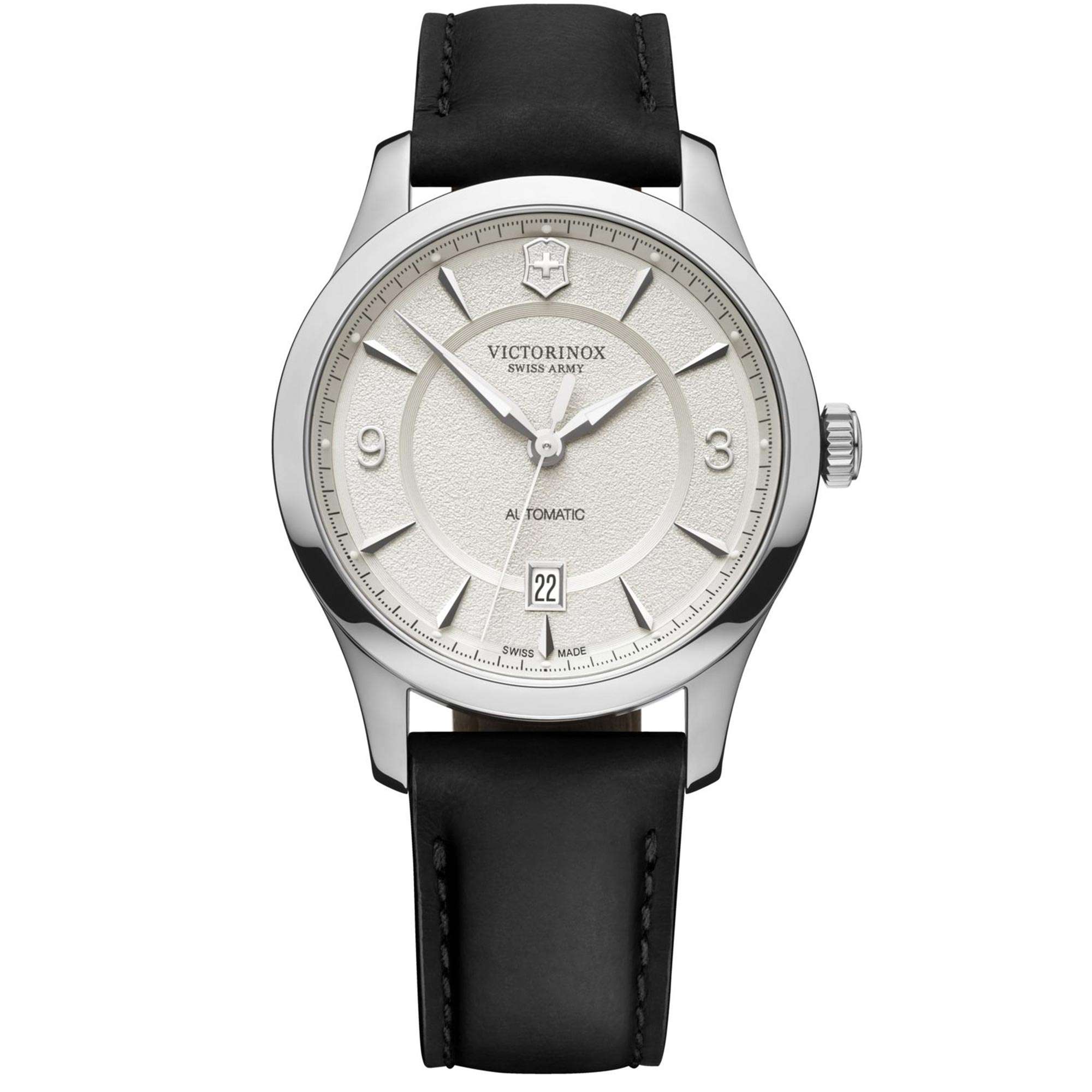 Victorinox Alliance Mechanisch Weißes Zifferblatt Schwarzes Lederarmband Herrenuhr 241871