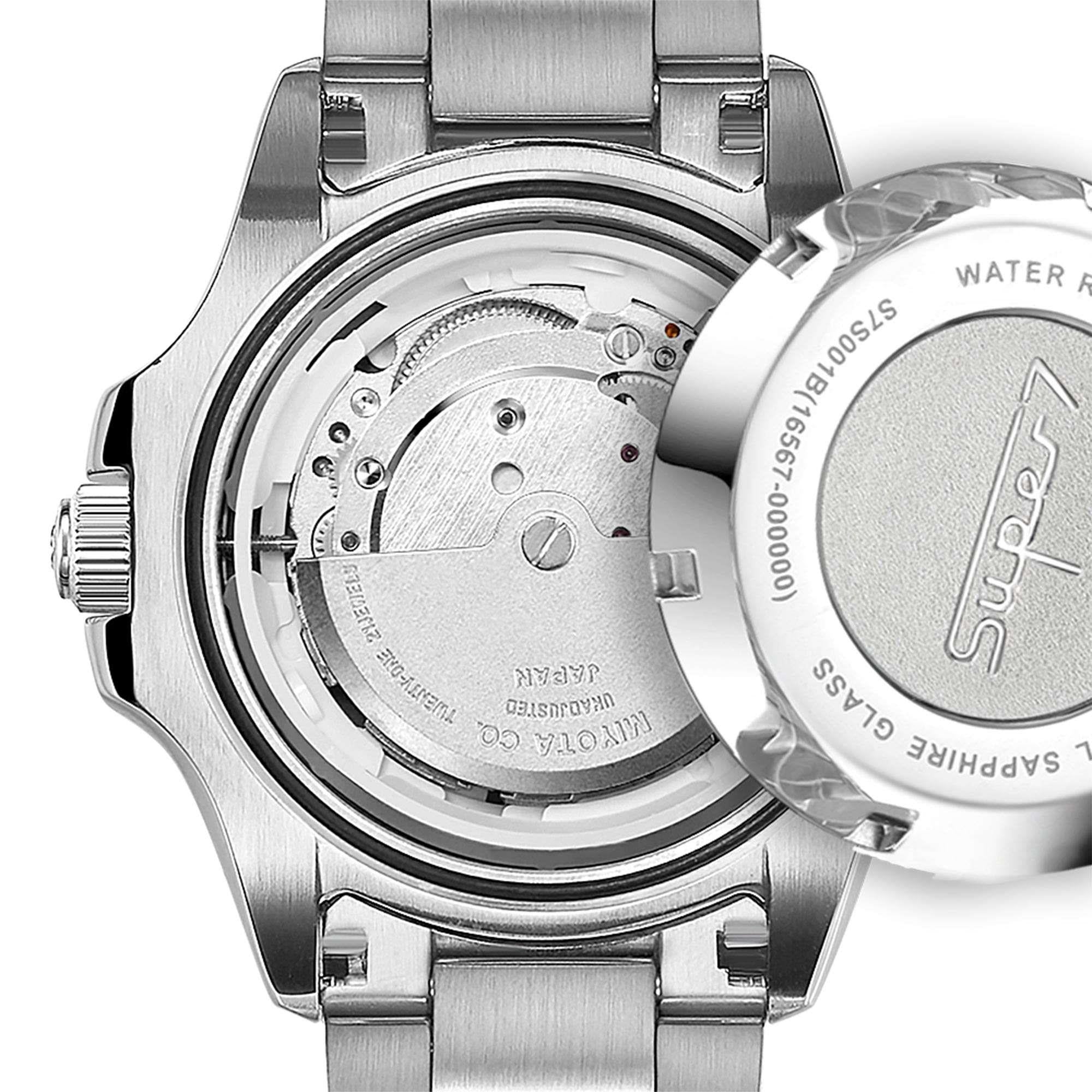 Rotary Super 7 SCUBA 'Pepsi' Automatik Marineblaues Zifferblatt Silbernes Edelstahlarmband Herren Taucheruhr S7S004B