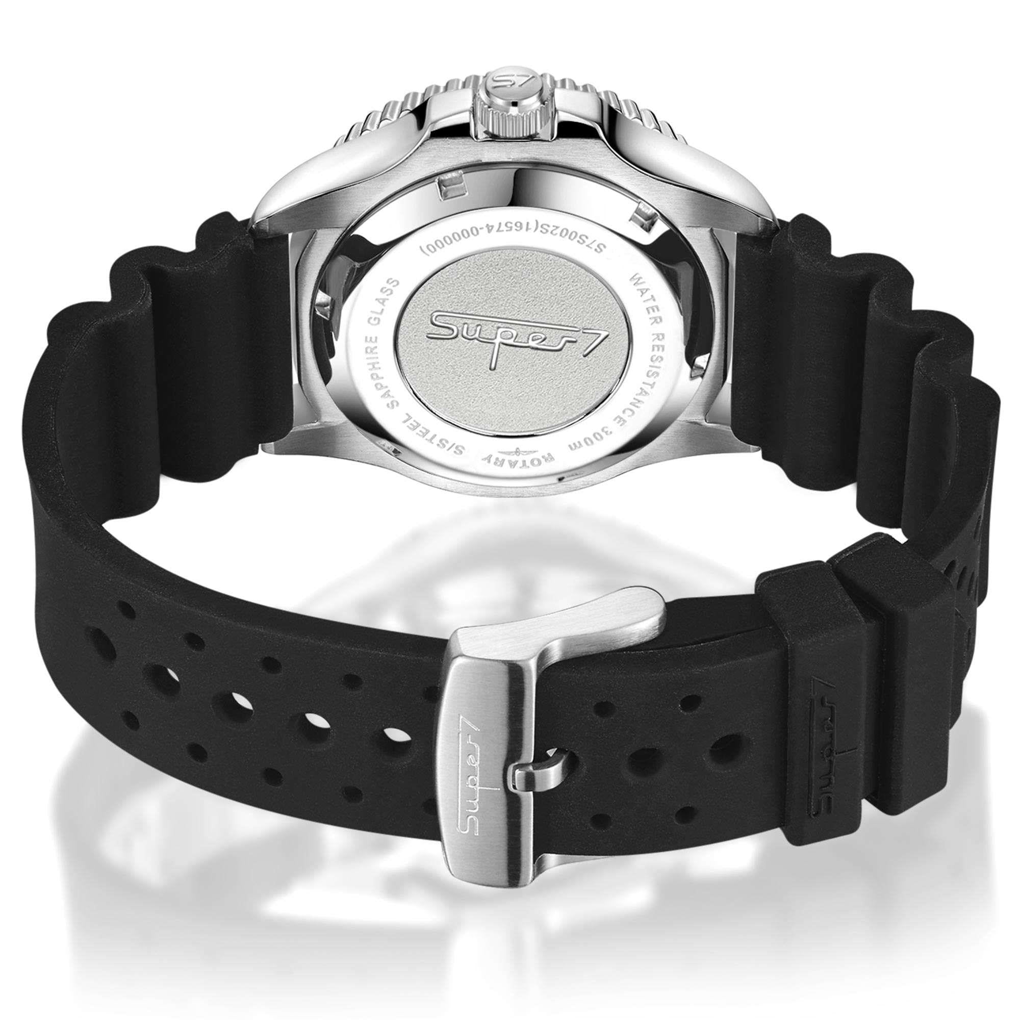 Rotary Super 7 SCUBA Pepsi Automatik Marineblaues Zifferblatt Silikonarmband Herren Taucheruhr S7S004S