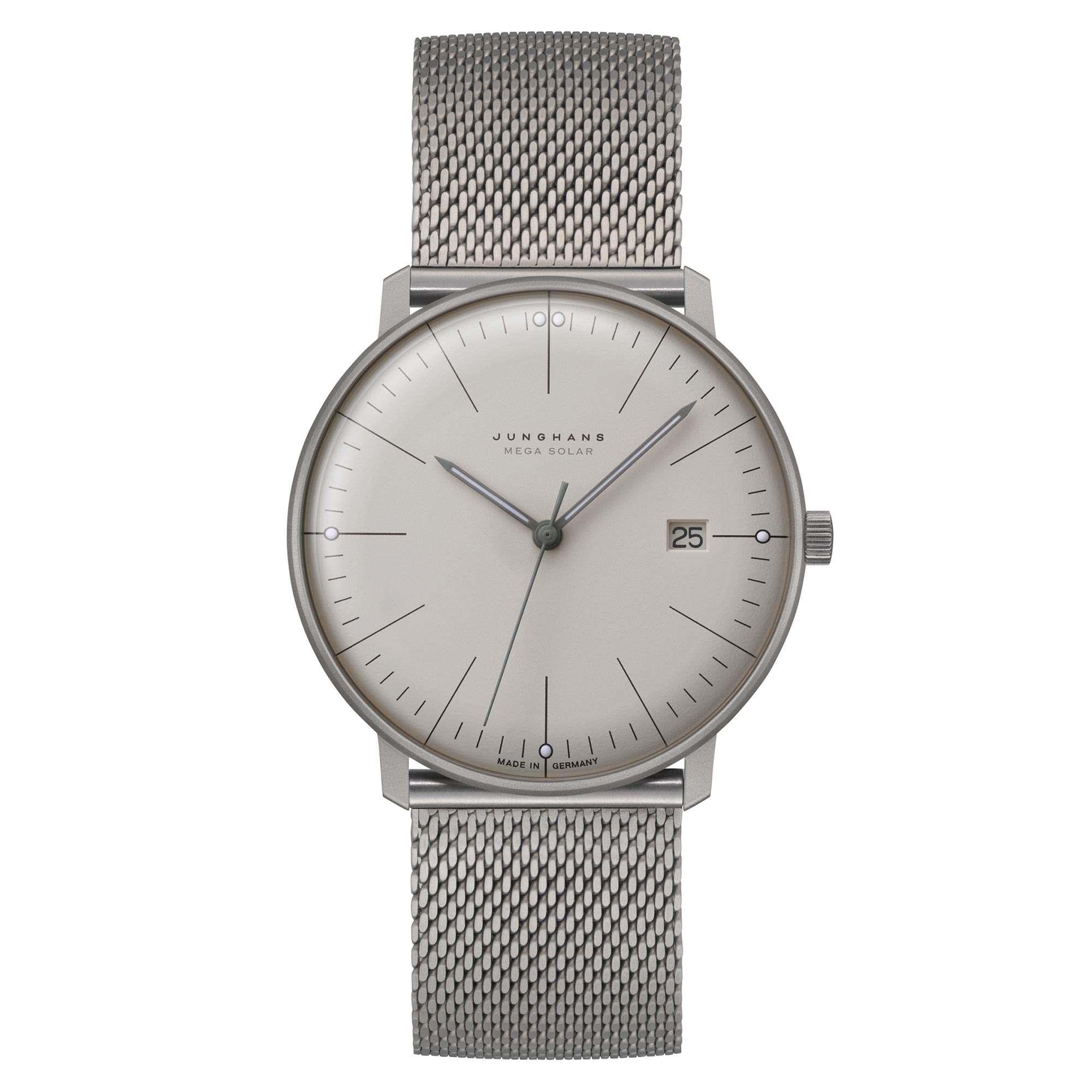 Junghans Max Bill Mega Solar Power 059/2022.48 Silver Dial Silver Milanese Strap Men's Watch