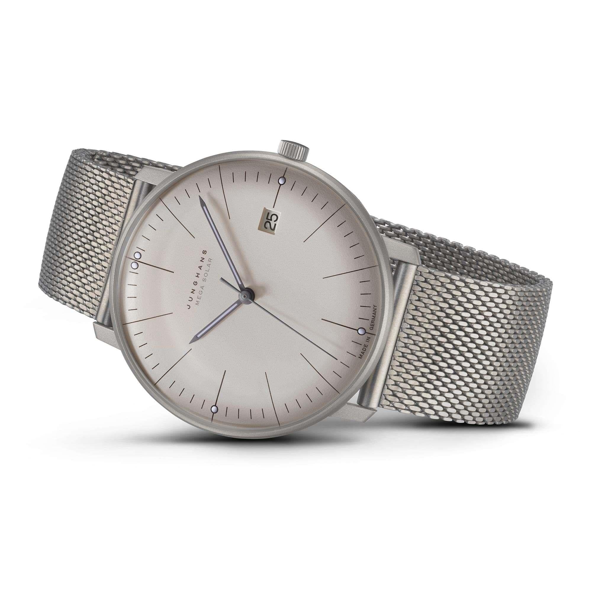 Junghans Max Bill Mega Solar Power 059/2022.48 Silver Dial Silver Milanese Strap Men's Watch