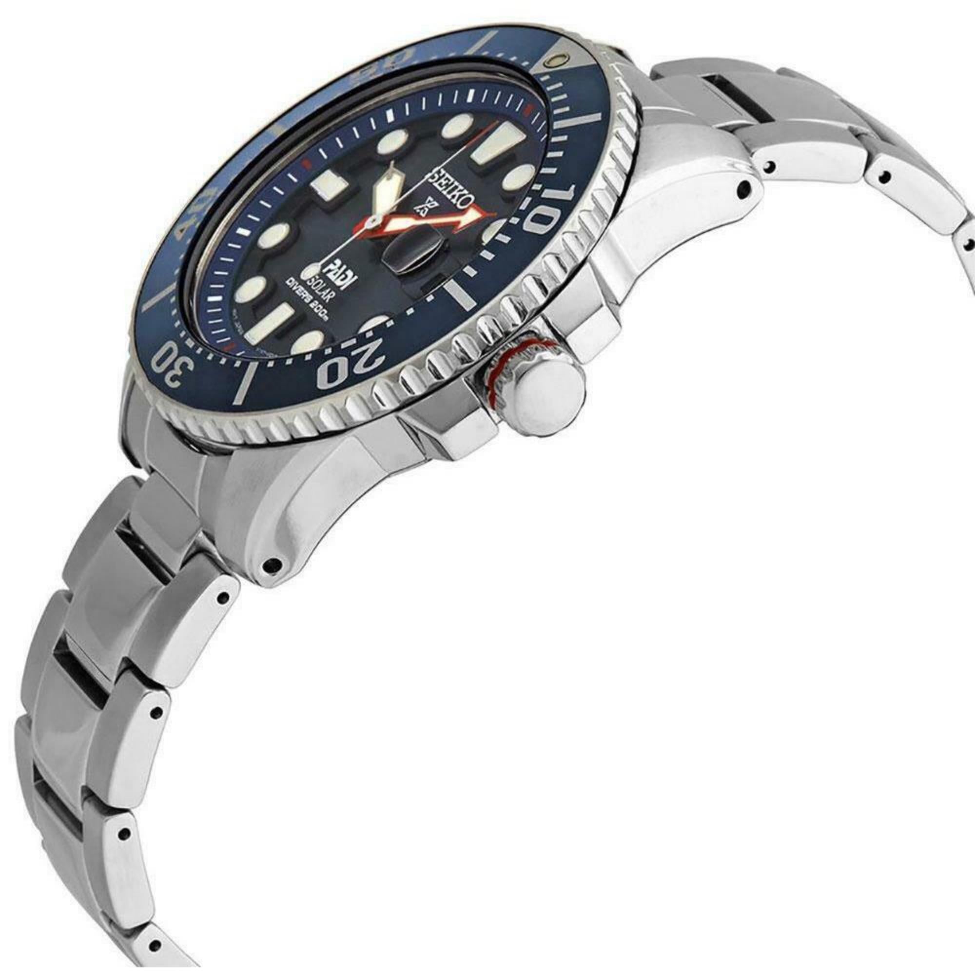 Seiko Prospex Sonderedition PADI Solar Blaue Zifferblatt Stahlarmband Herren Uhr SNE549P1