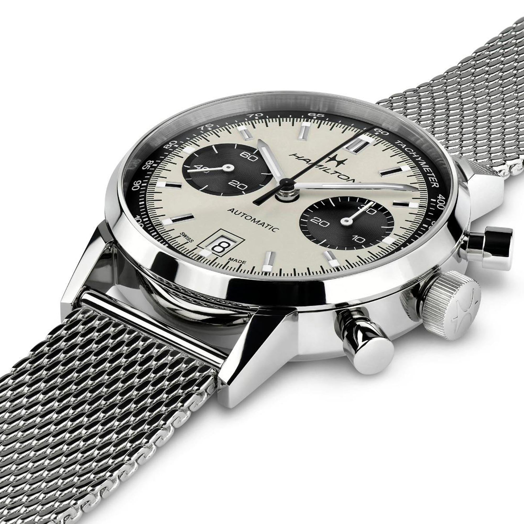 Hamilton American Classic 40mm Chronograph White Dial Steel Mens Automatic Watch H38416111