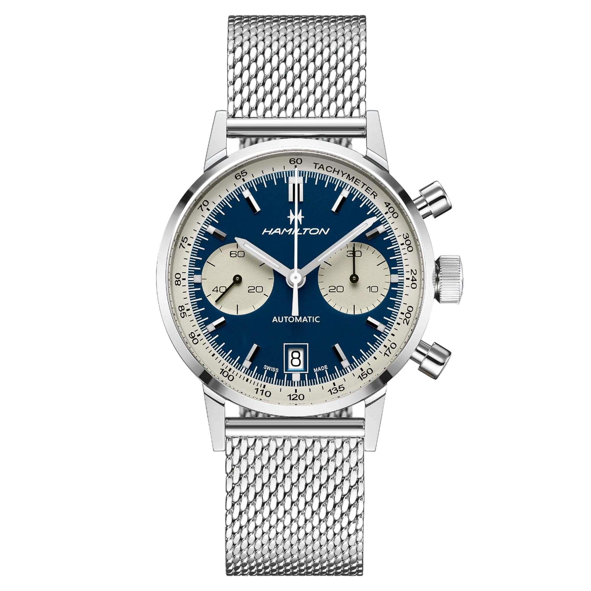 Hamilton American Classic 40mm Intra-Matic Chrono Blaues Zifferblatt Stahl Herren Automatik Uhr H38416141