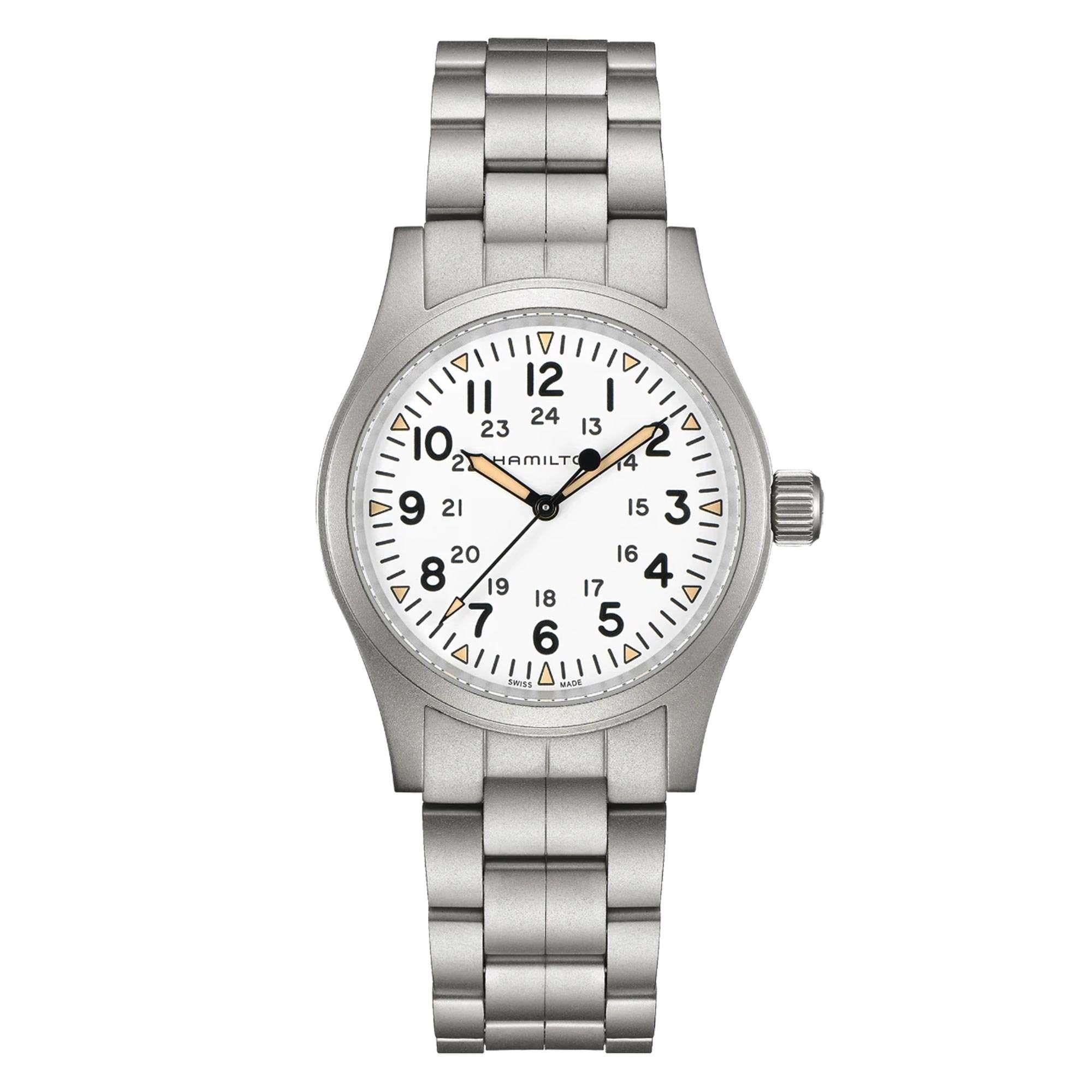 Hamilton Khaki Field 40mm White Dial Steel Mens Mechanical Watch H69439111