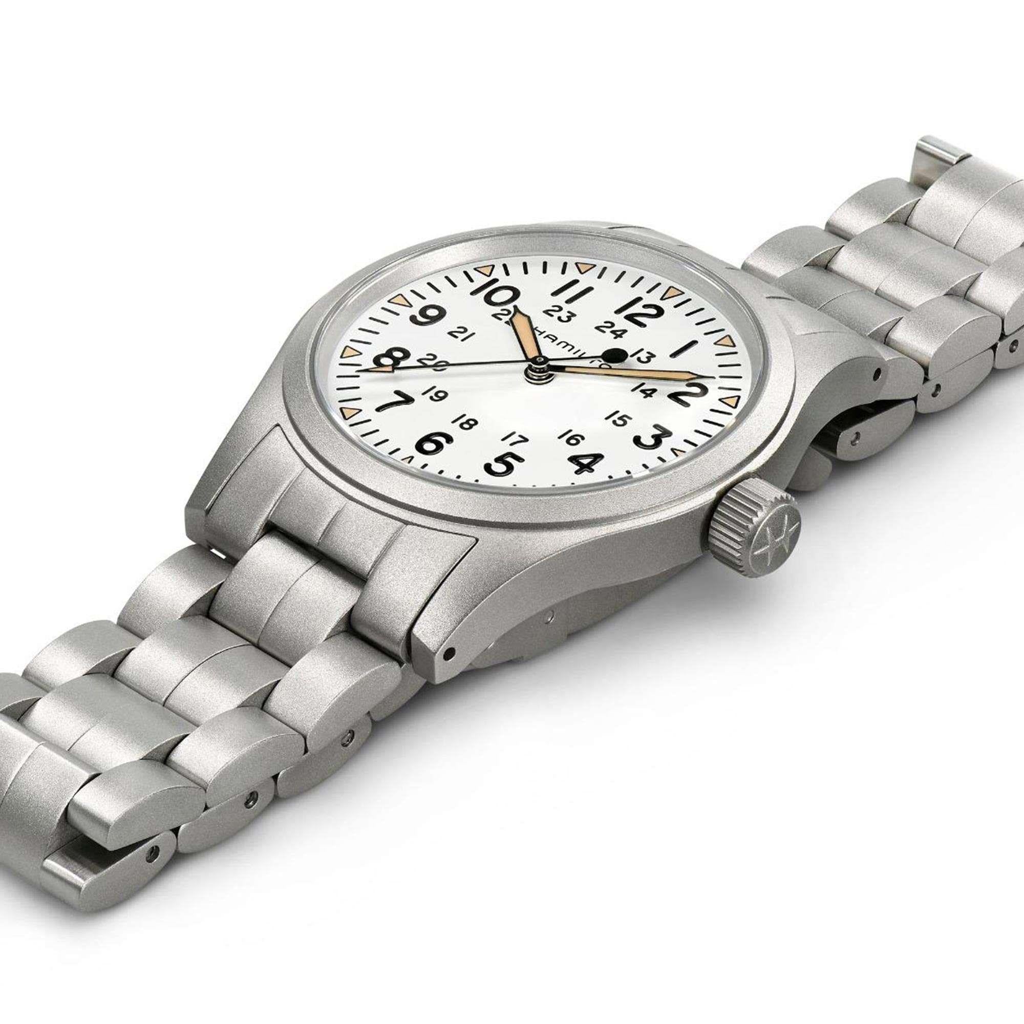 Hamilton Khaki Field 40mm White Dial Steel Mens Mechanical Watch H69439111