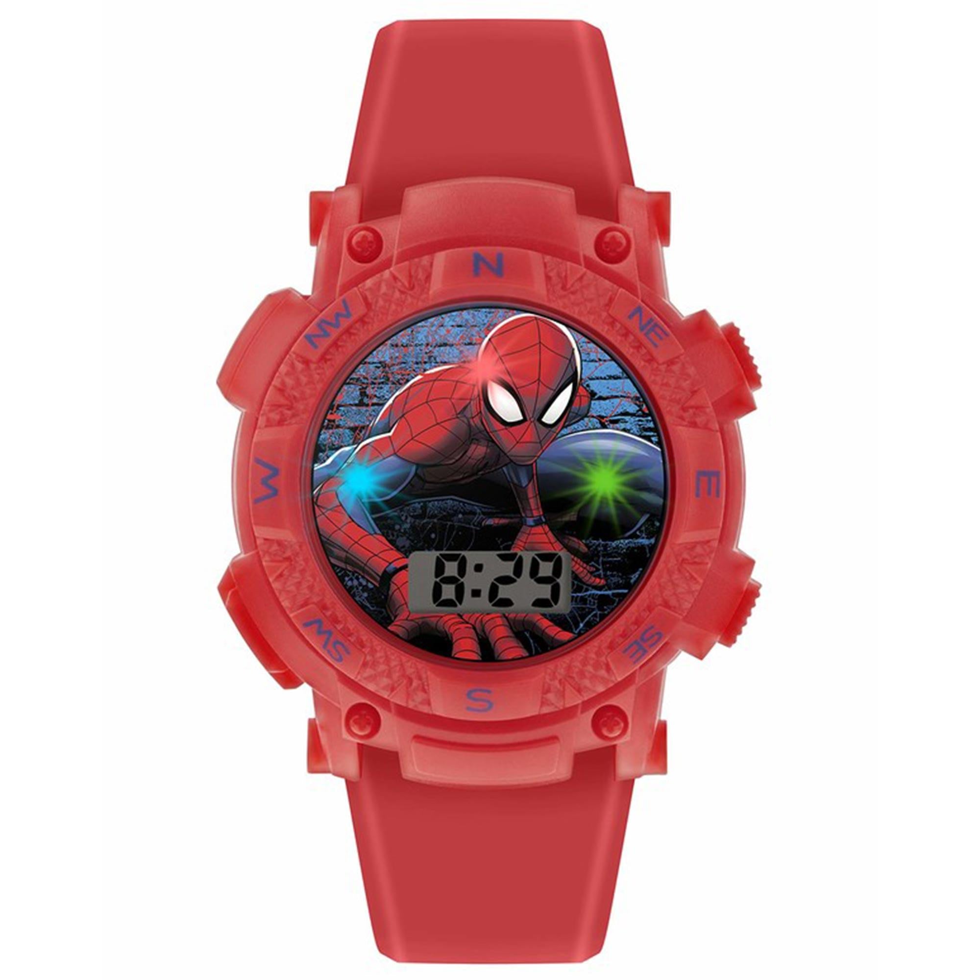 Disney Spiderman Quarz Digital Zifferblatt Rotes Silikonarmband Jungen Uhr SPD4628