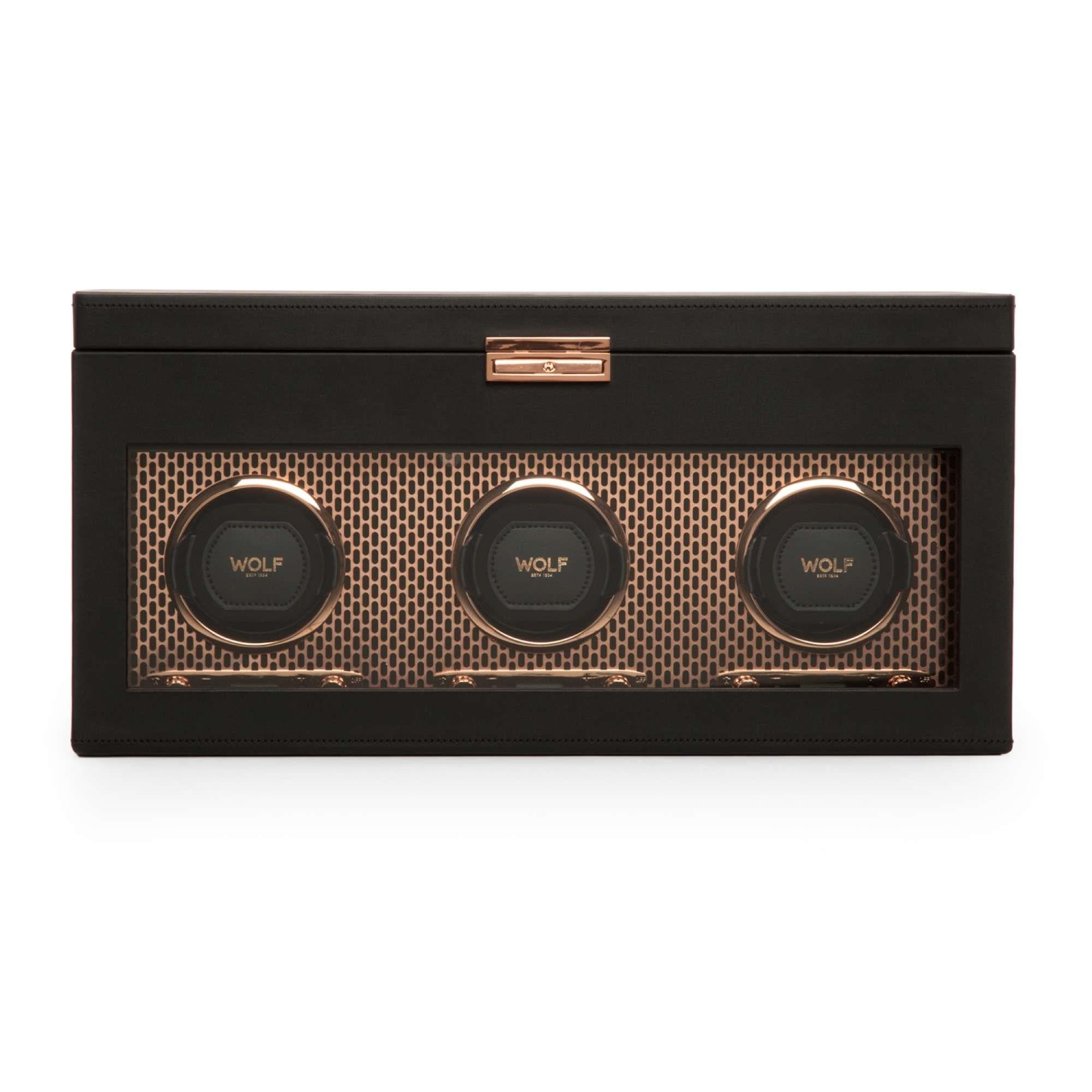 WOLF Axis Copper Triple Watch Winder With Storage 469416
