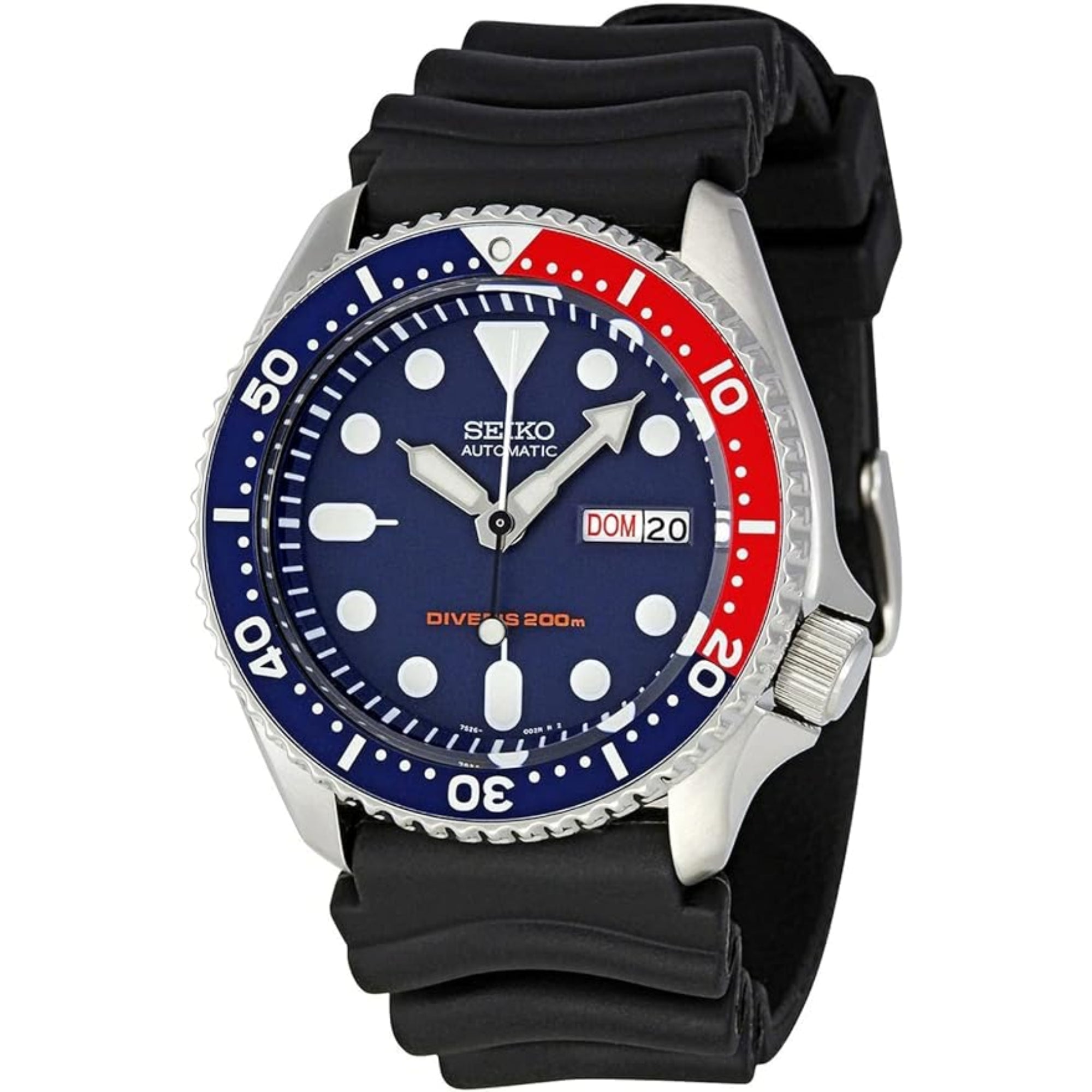 Seiko Divers Pepsi Automatik Schwarzes Zifferblatt Schwarzes Gummiarmband Herren Uhr SKX009K1