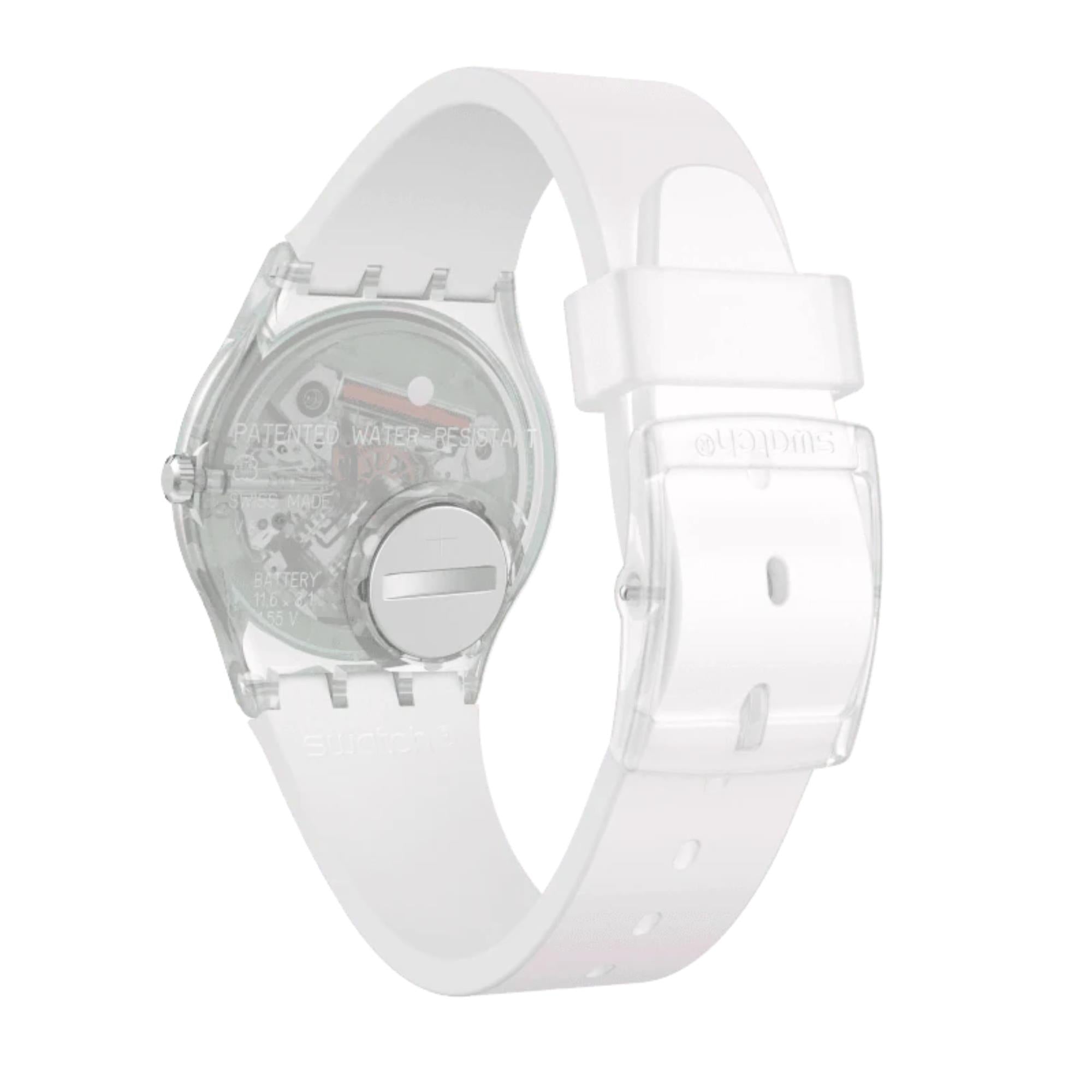 Swatch Ultrarose Weißes Zifferblatt Silikonarmband Uhr GE714
