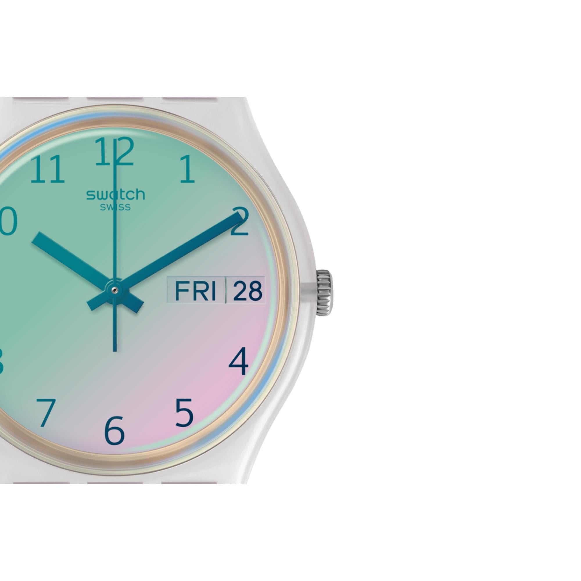 Swatch Ultrarose Weißes Zifferblatt Silikonarmband Uhr GE714