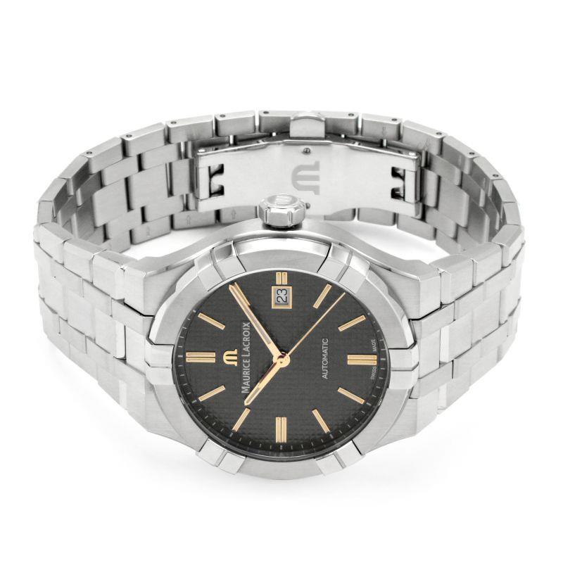 Maurice Lacroix Aikon Auto Black Dial Silver Steel Men's Watch AI6008-SS002-331-1