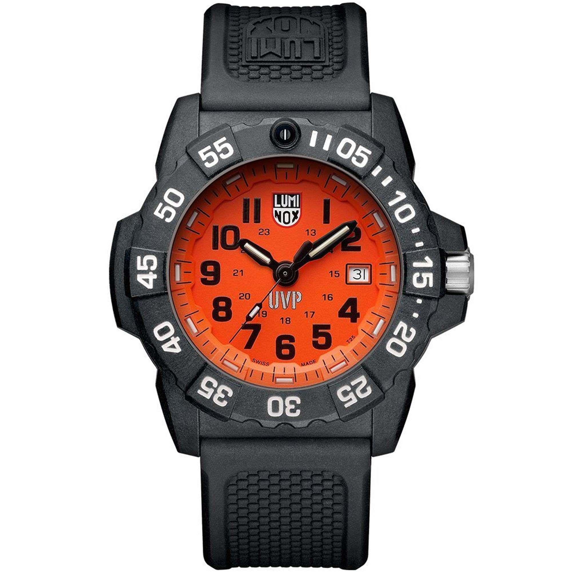 Luminox Scott Cassell Quarz Oranges Zifferblatt Gummiarmband Herren Uhr XS.3509.SC.SET