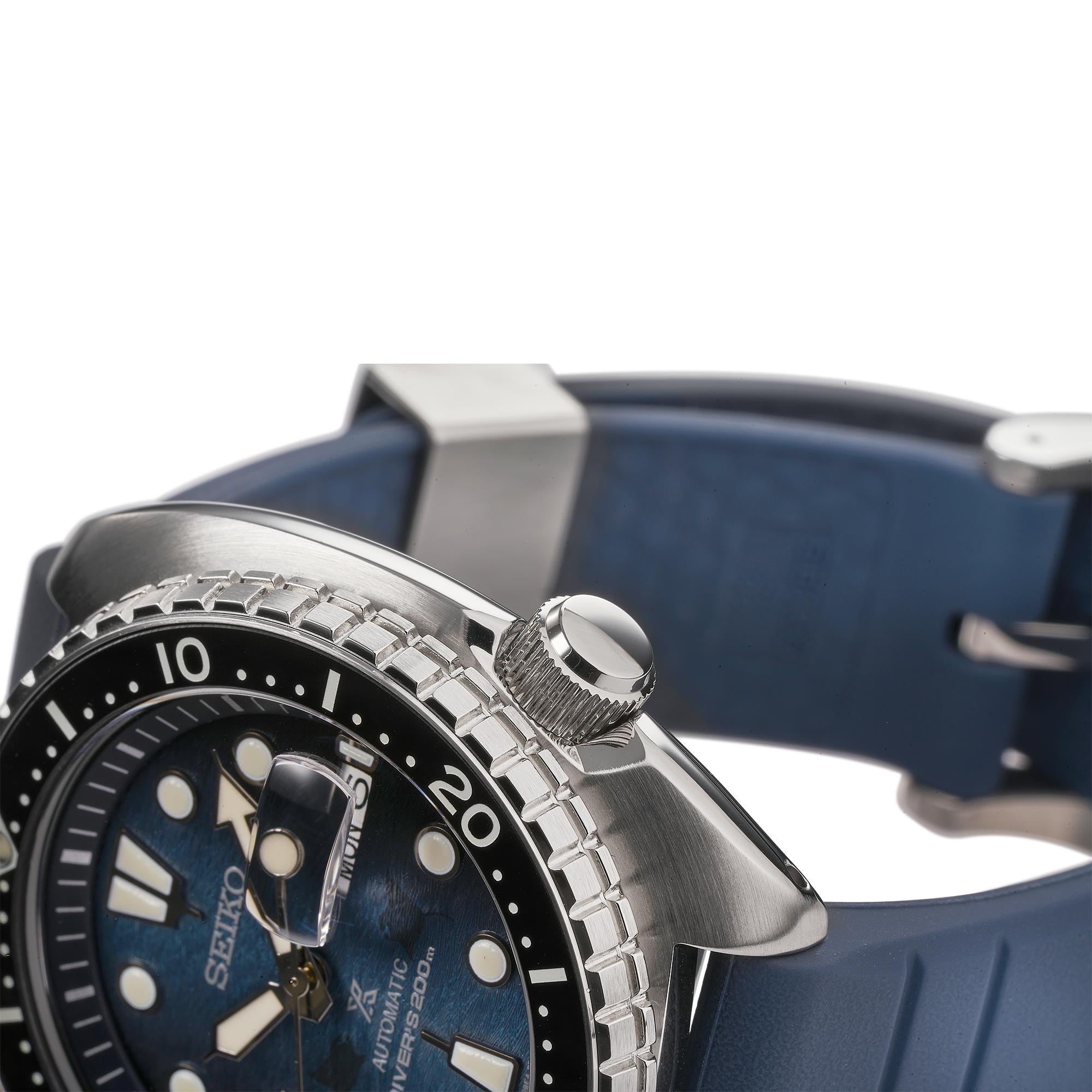 Seiko Prospex Save The Ocean 'King Turtle' Automatik Blaues Zifferblatt Silikonarmband Herren Uhr SRPF77K1