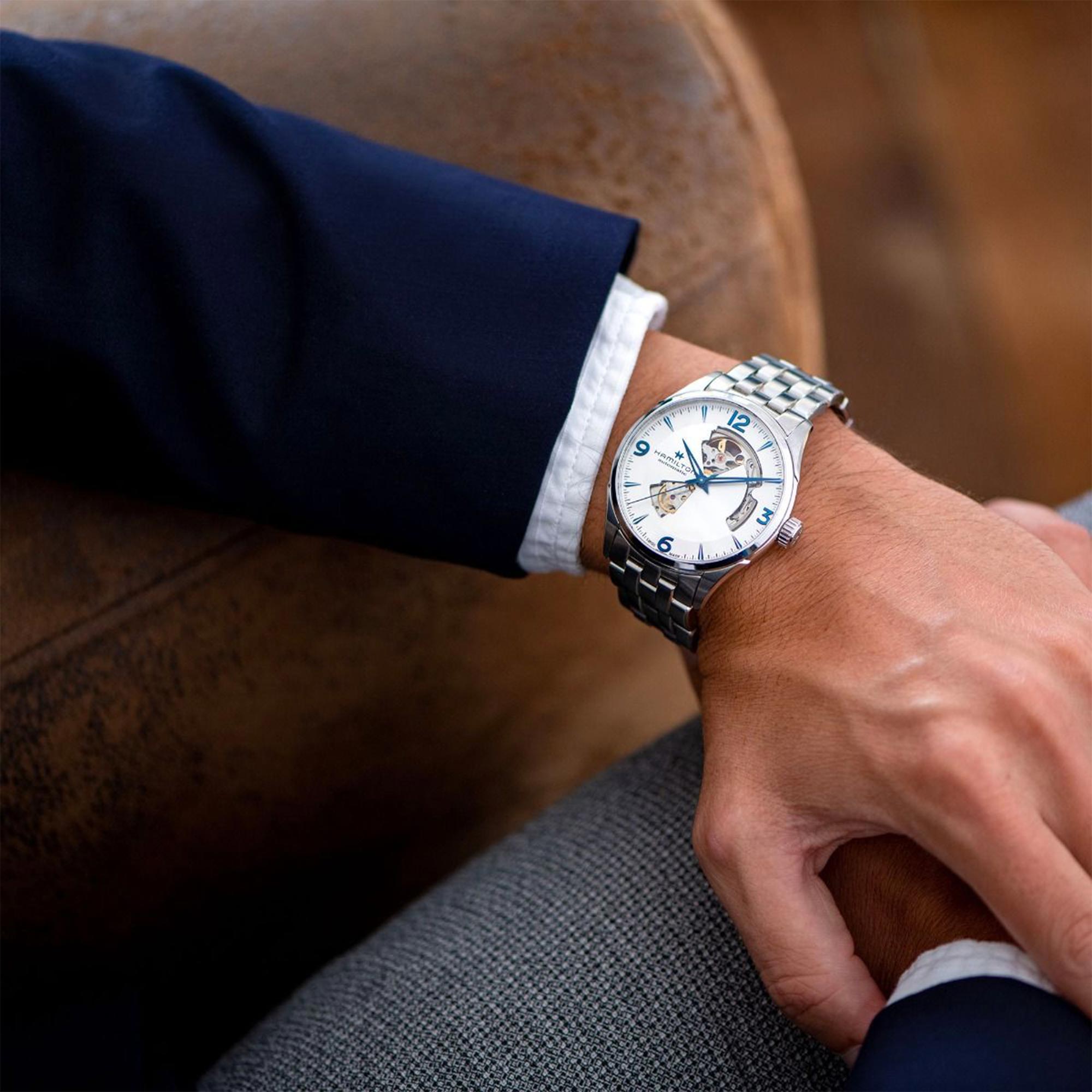 Hamilton Jazzmaster 40mm Offenes Herz Silbernes Zifferblatt Stahl Herren Automatik Uhr H32705152